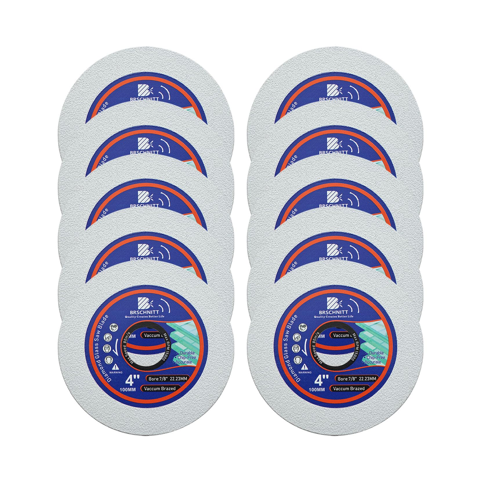 BRSCHNITT10 szt. 10 szt. 10 cm do szlifierki kątowej z 7/8" - 4/5"-5/8" altana diamentowa tarcza polerska do szkła, płytek, ceramiki, marmuru, jadeitu, butelek wina