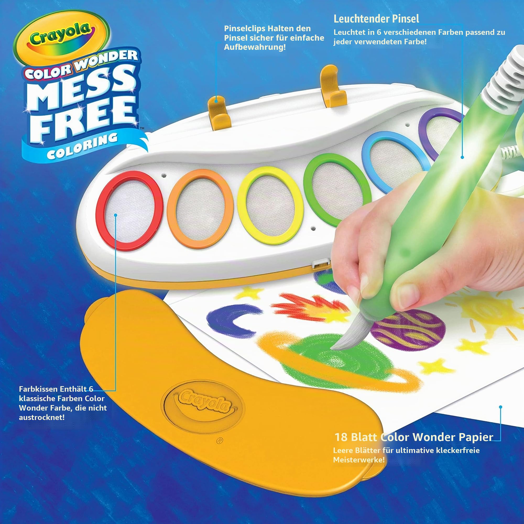CRAYOLA Color Wonder-Malset, mit magischem Lichtpinsel, Malen ohne Schmutz, tolles Geschenk für Kinder ab 3, 4, 5, 6 Jahren