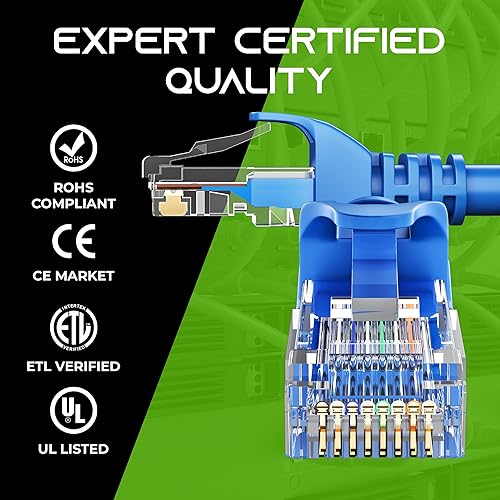 Miniatura 7 de GearIT Paquete de 100 cables de conexión Cat6 de 3 pies, cable Ethernet Cat 6 sin enganches, flexible y suave, serie Preimum, color azul