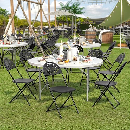 Miniatura 17 de Magshion Sillas plegables de plástico, paquete de 10 sillas de comedor plegables blancas para bodas, fiestas, eventos, exteriores, interiores, silla