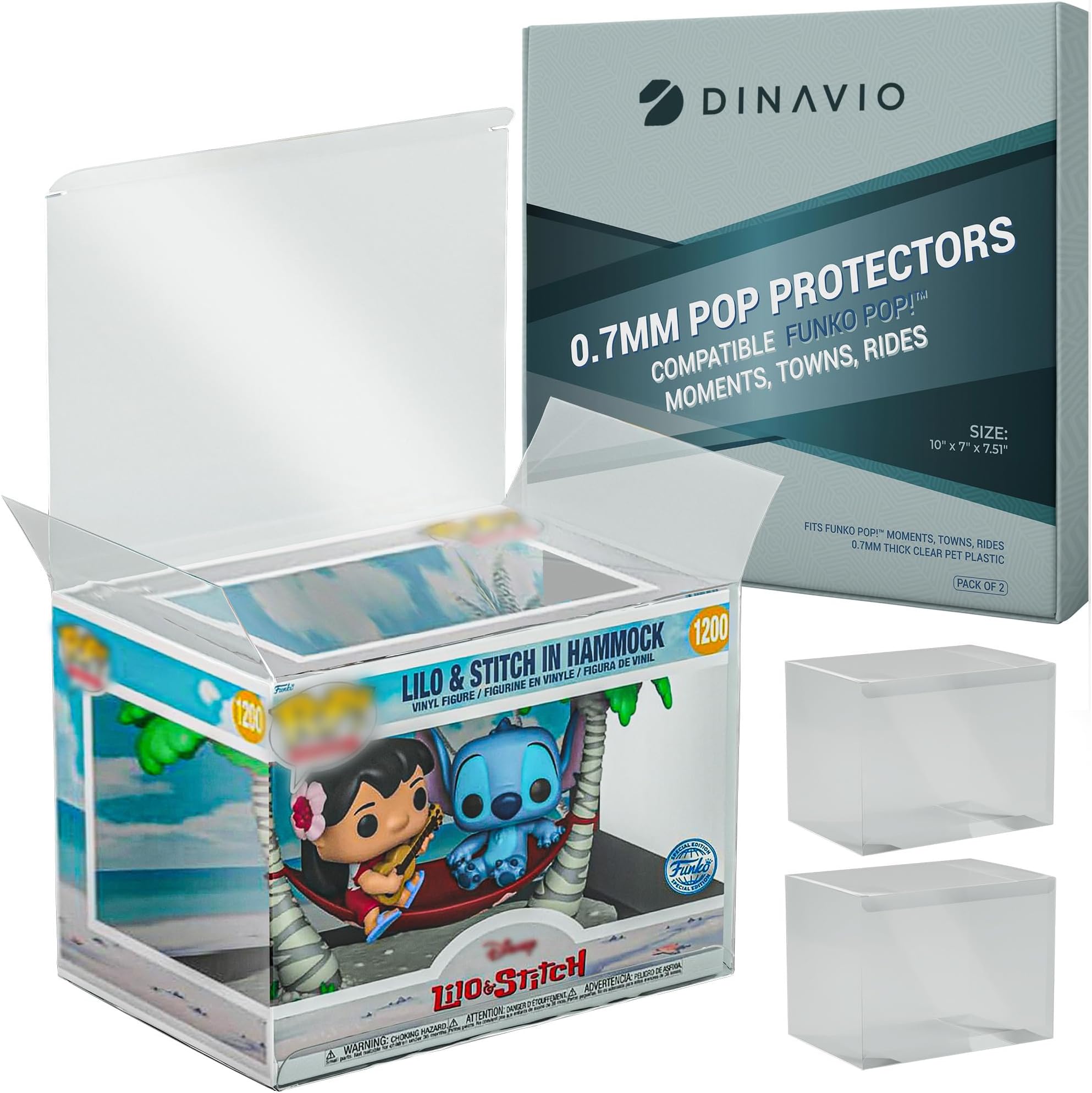 Premium 0.7mm Heavy Duty Pop Protectors Compatible with Towns/Moments/Rides - Ultra Thick 0.7mm FNKO Pop Protector, Crystal Clear, UV Protection, Scratch Resistant (2 Pack)