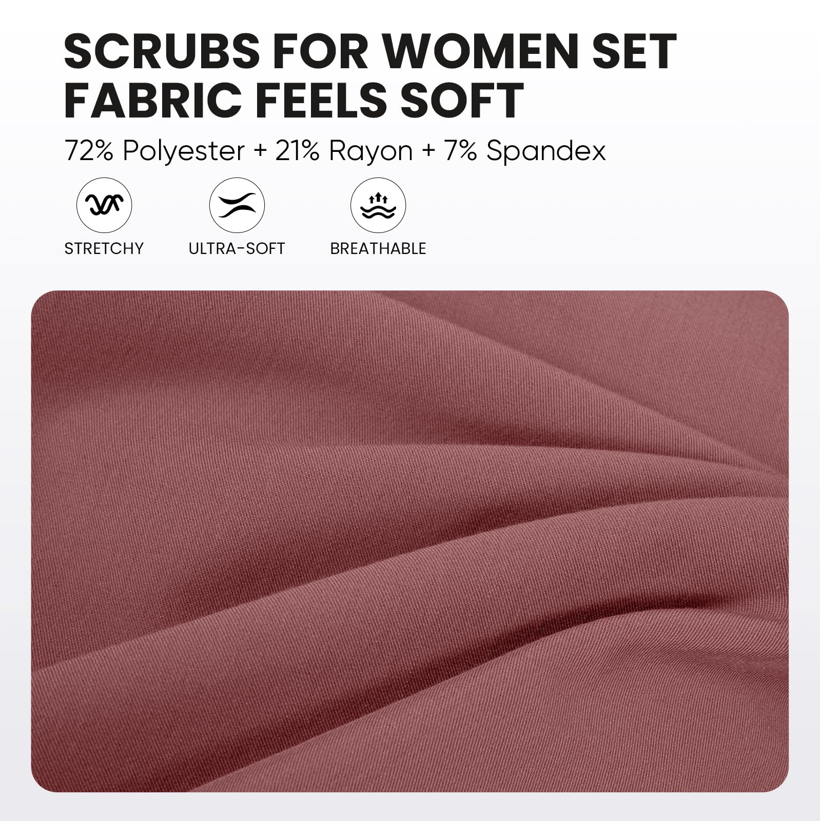 Set di scrub medico da donna, con scollo a V, a maniche corte, con elastico in vita, con coulisse, abbigliamento medico da lavoro con tasche multiple