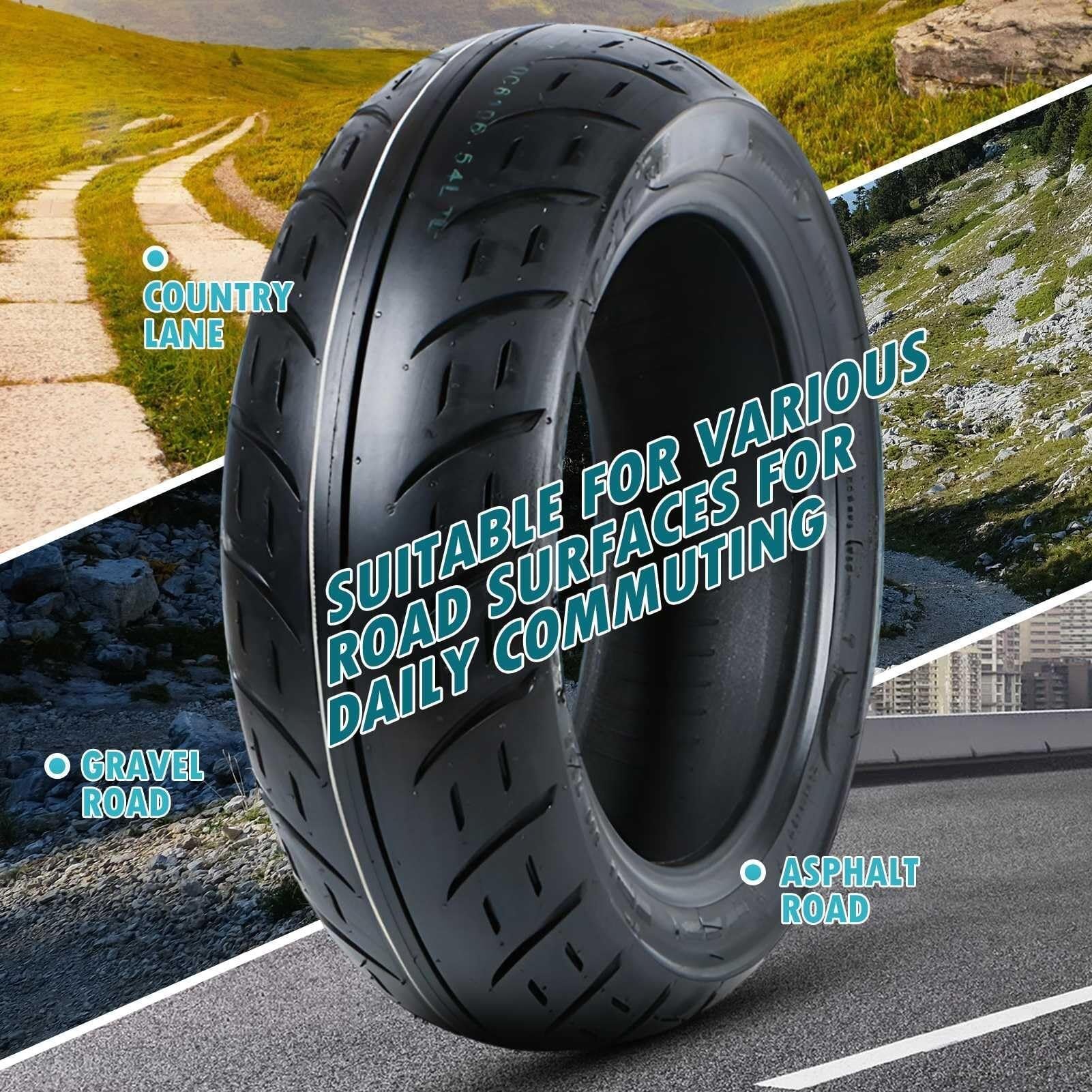 120/70-10 Opona do Hulajnogi Tubeless Bieżnik Antypoślizgowy 120/70/10 54L 250kPa 120 70 10 dla Hulajnogi Elektrycznej Motoroweru Czarny Bok
