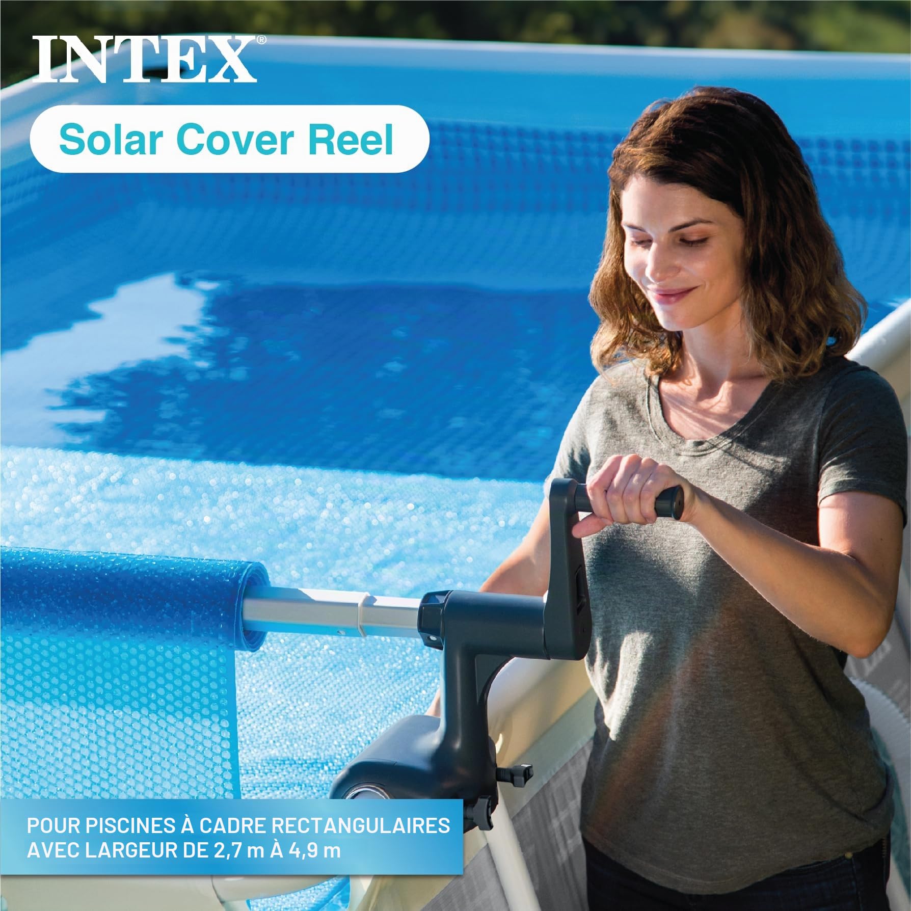 Intex Enrouleur bâche à Bulles pour Piscine rectangulaire 2,74m 4,88m