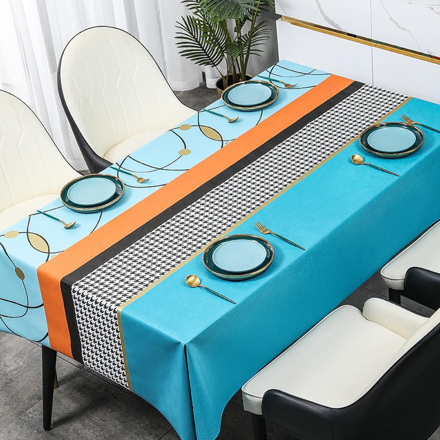 FXBZA Waterproof PVC Protective pad for Table/Table mat Table Cover Wipe Clean Tablecloth-Luxury Waterproof and Wipeable,140x220cm