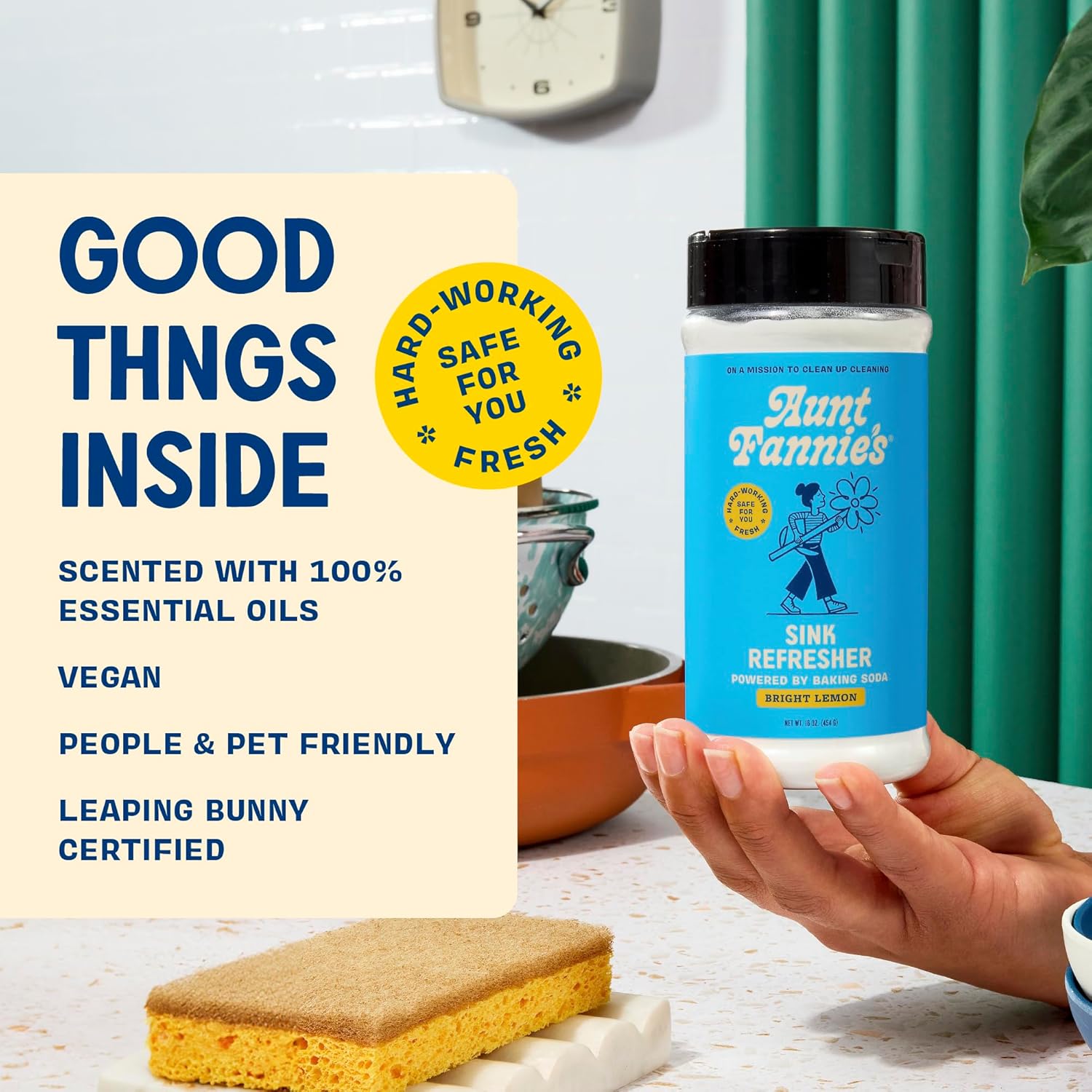 Aunt Fannie's Sink Refresher, Bright Lemon Powder Scrub and Odor Minimizer for Sinks, Drains and Garbage Disposals, 16 Ounces (Pack of 1) - Image 5