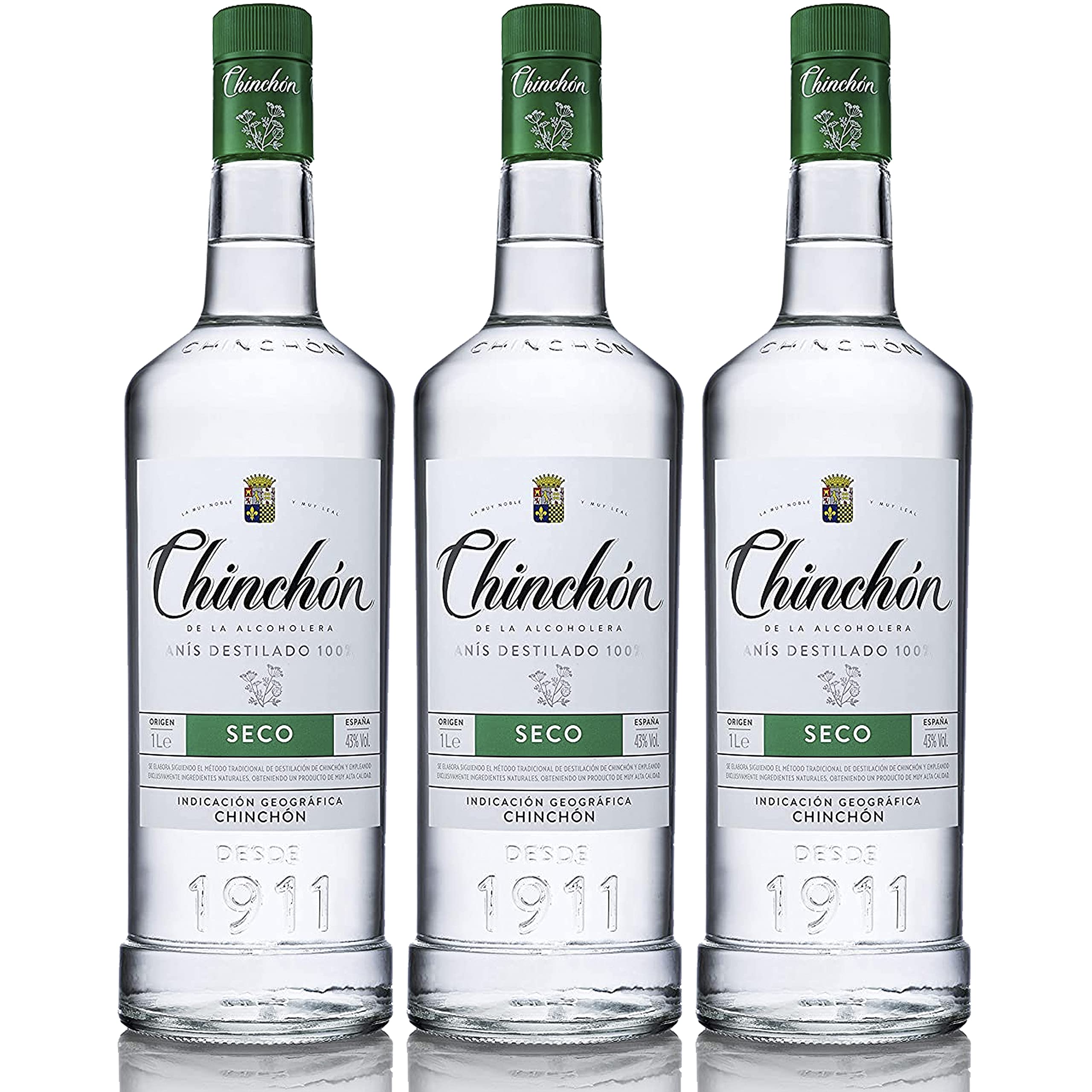 Chinchón Seco - Anís - 3 botellas de 1000 ml - Total: 3000 ml