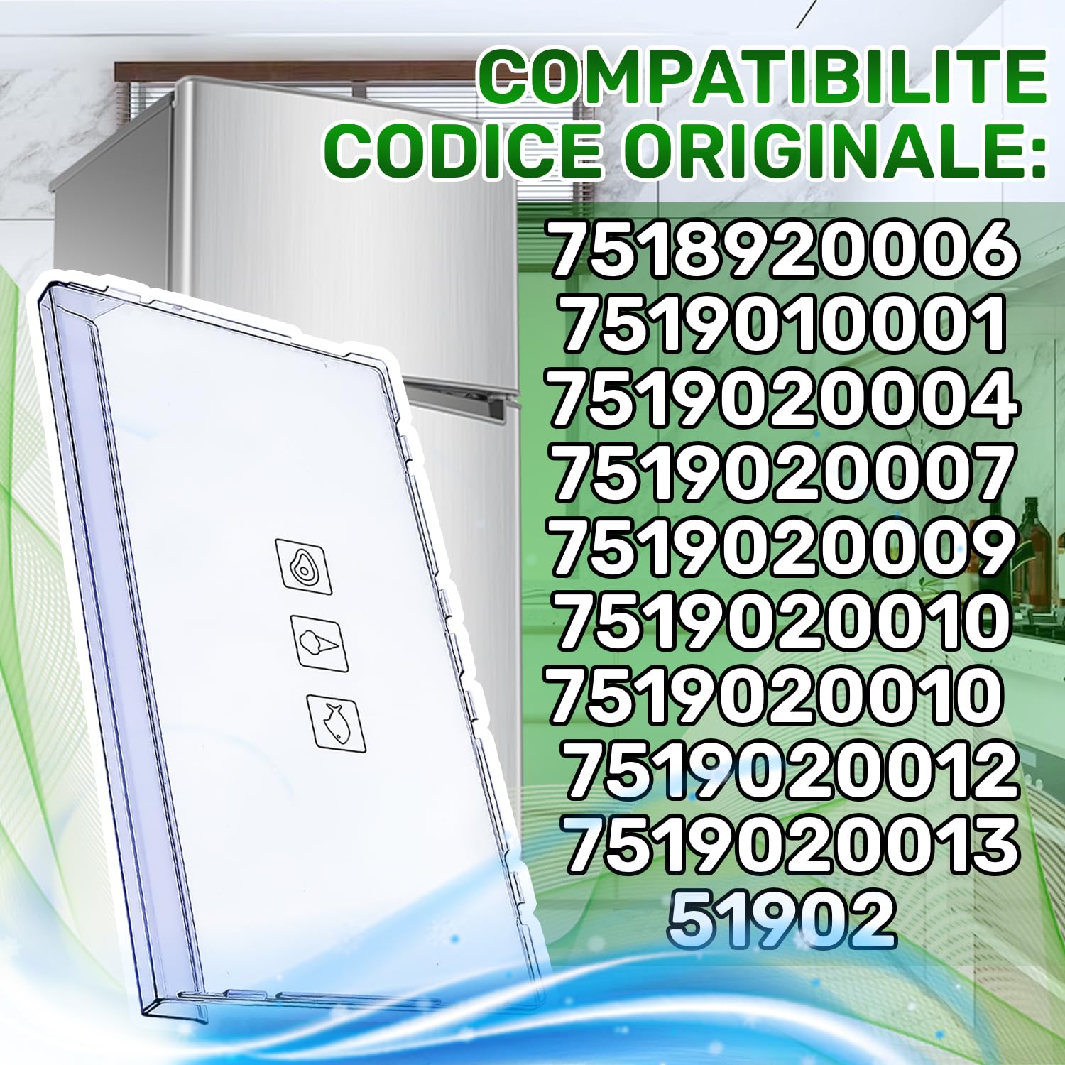 ONIX TECH Pannello Frontale del Cassetto per Frigorifero e Congelatore 402x150x36 mm con Codice Originale 4640640200 4638250500 per Beko - Garanzia di 5 Anni