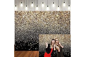 "Happy New Year" Black and Gold Backdrop for Unforgettable Celebrations