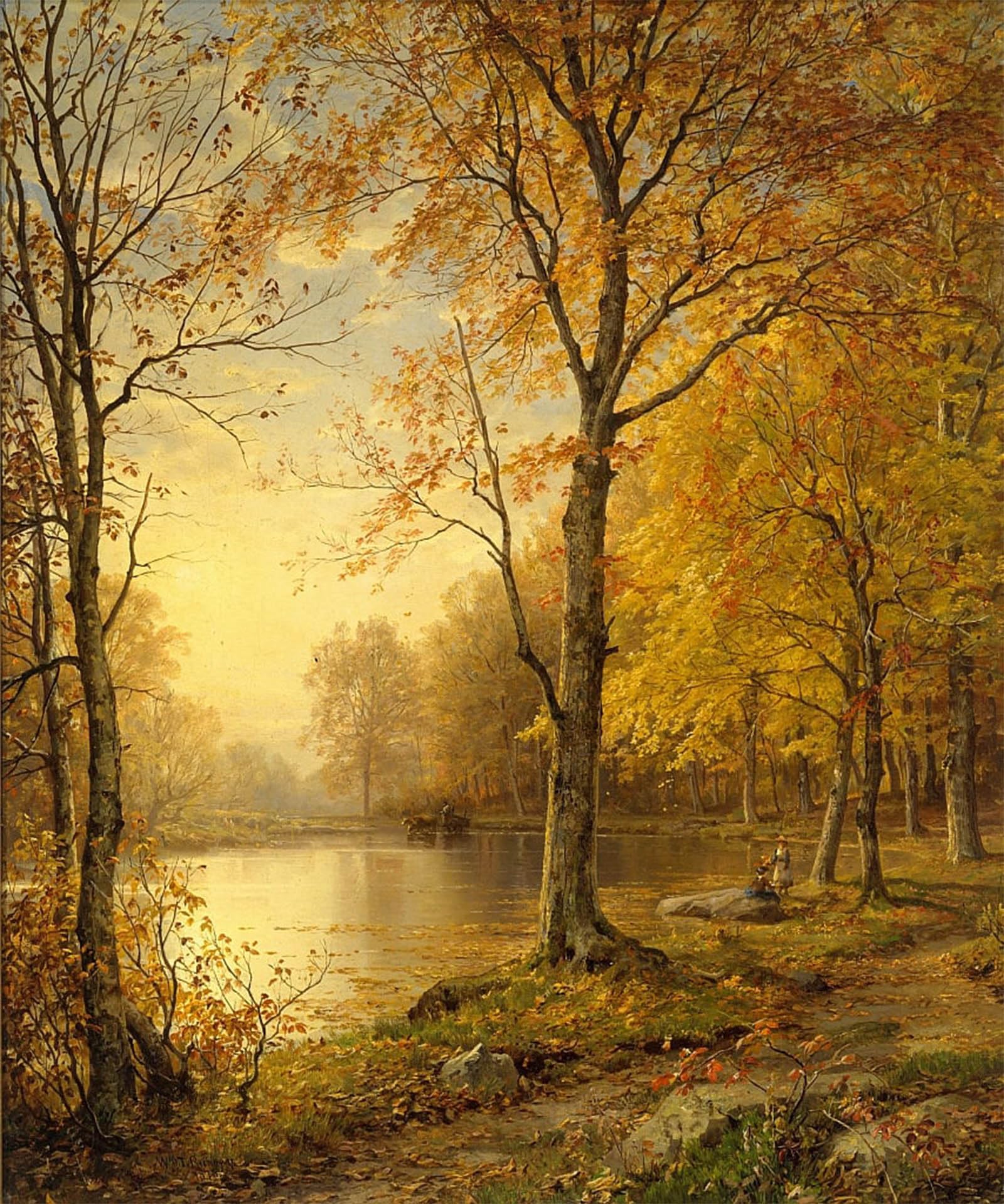 POSTERIIk Vintage Classic Picture Landscape Artwork Indian Summer by William Trost Richards Portrait Canvas Painting for Office Home Decor 60x90cm