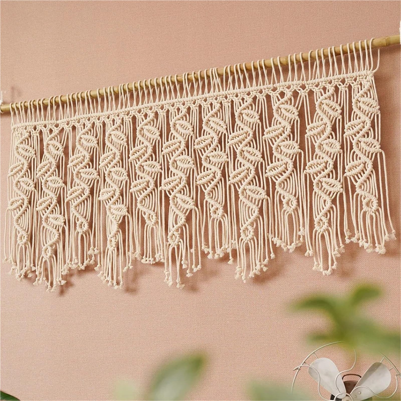 XCTDSVAH Tapisserie Macramé Rideau de tapisserie en macramé tissé à la main, décoration fenêtre salle séjour, arrière-plan maison(No wooden stick)