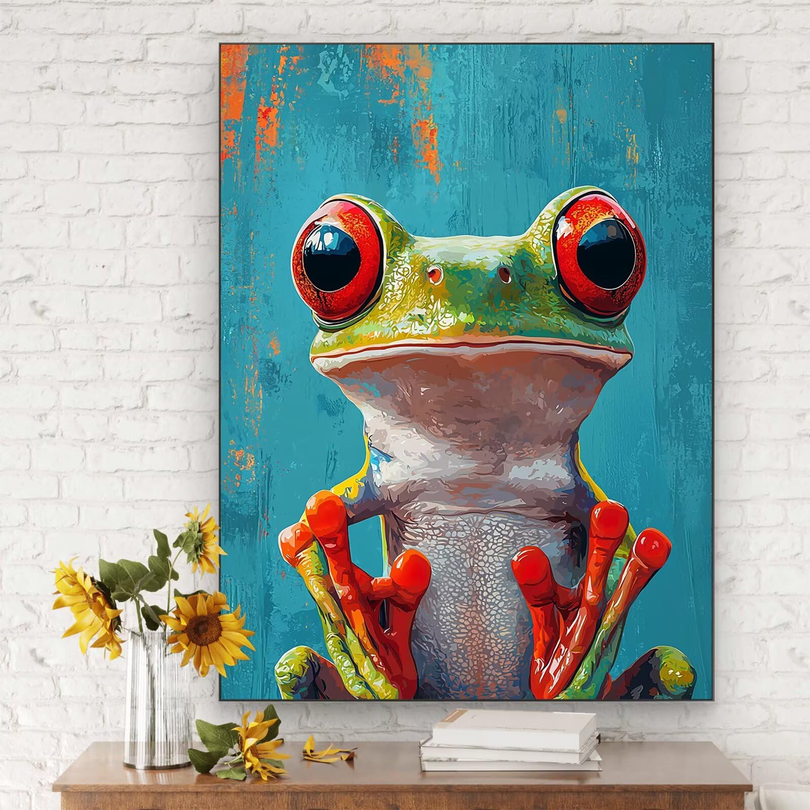 Malowanie według liczb dla dorosłych, 90 x 120 cm zestaw do malowania według numerów żaba dla dorosłych początkujących, Paint by Numbers zwierzę z akrylowymi pędzlami pigmentowymi rysunkami, dekoracja
