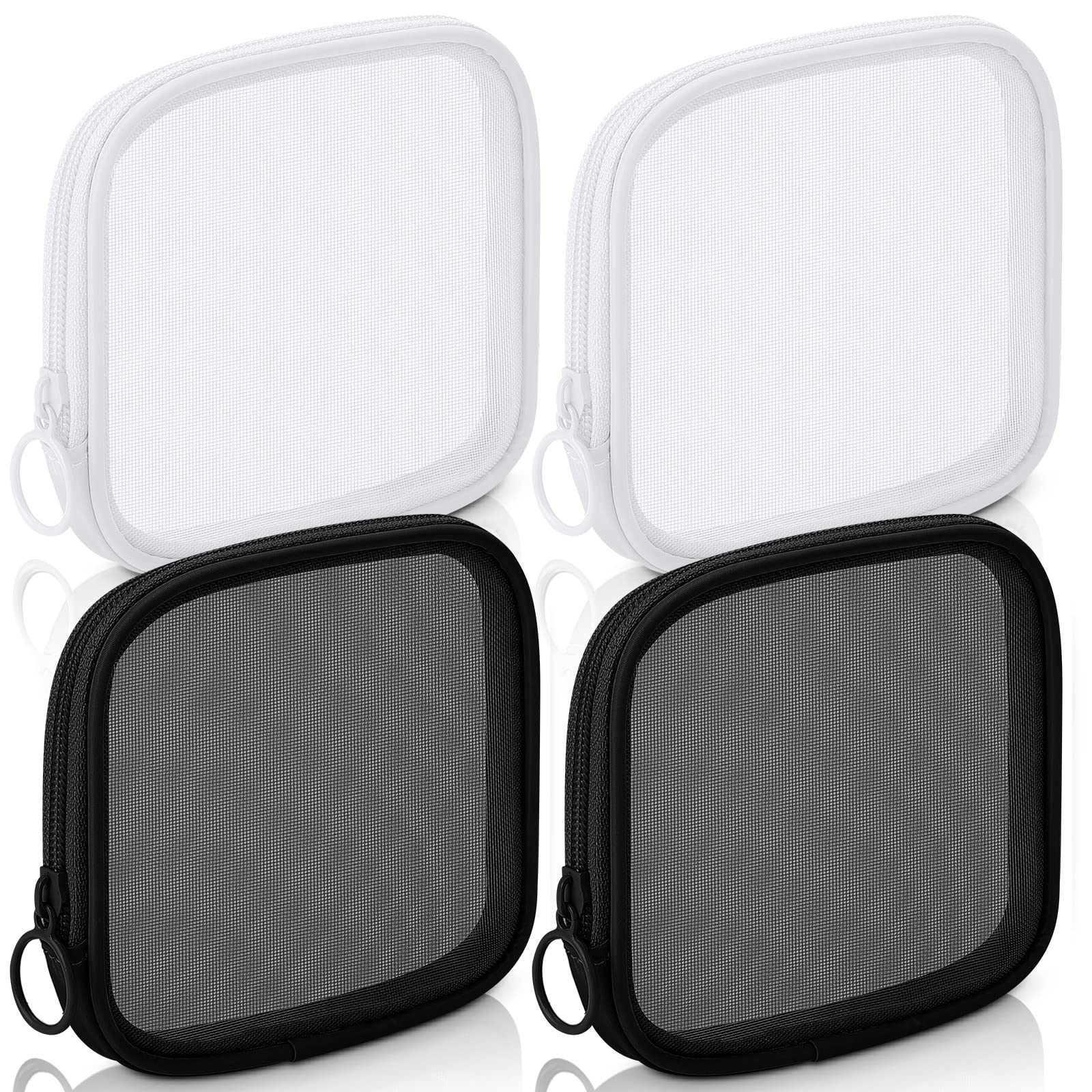 Weewooday 4 Pcs Mesh Makeup Bag Mesh Cosmetic Bag Travel Toiletry Bag Pouch with Zipper Mini Portable Makeup Cosmetic Travel Toiletry Purse Bag for Daily Accessories