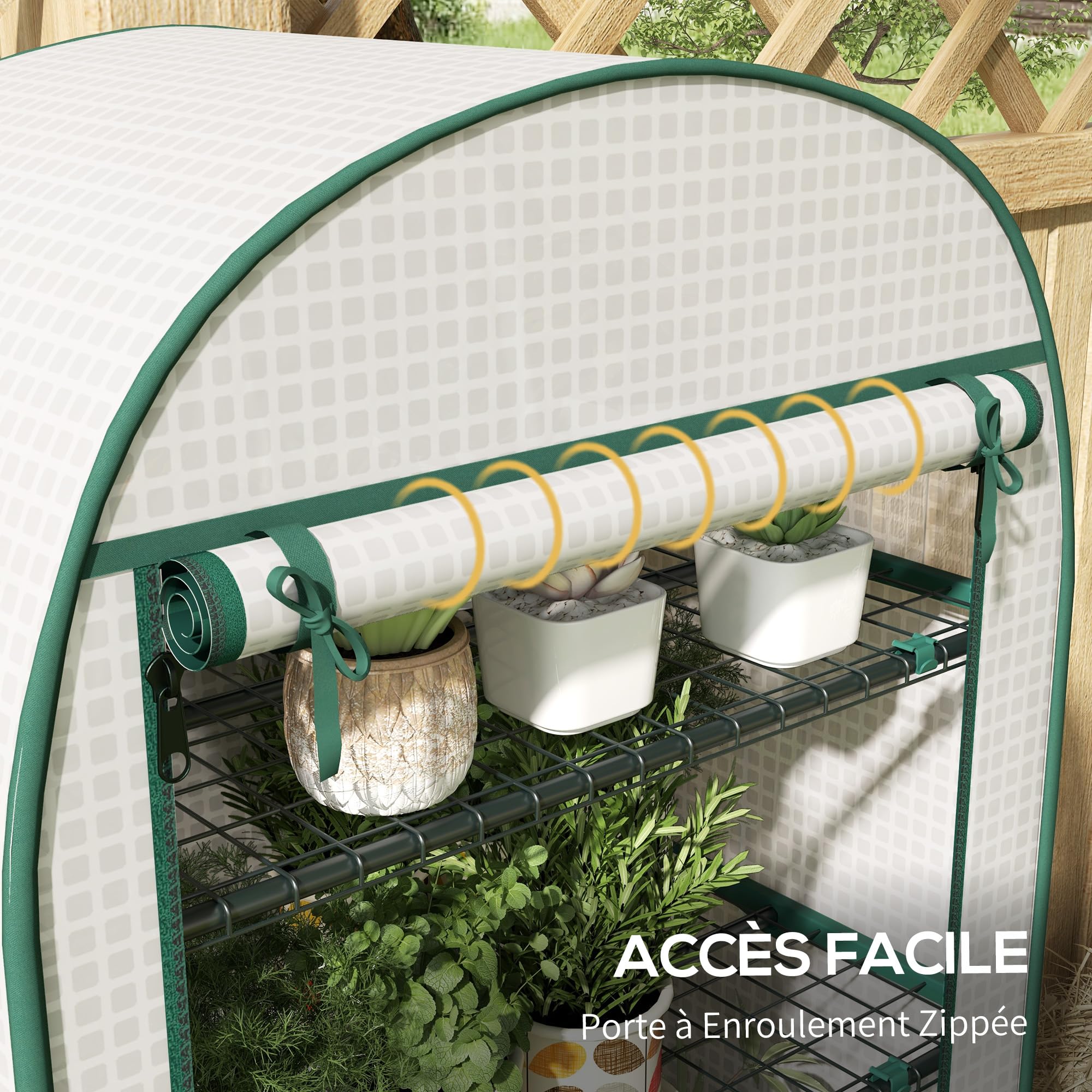 Outsunny Serre de Jardin PE avec Étagères 4 Niveaux 80 x 50 x 160 cm Blanc | Serre de Balcon, Bâche Renforcée 130 g/m², Châssis en Acier, Porte Zippée Enroulable, pour Légumes Plantes Fleurs