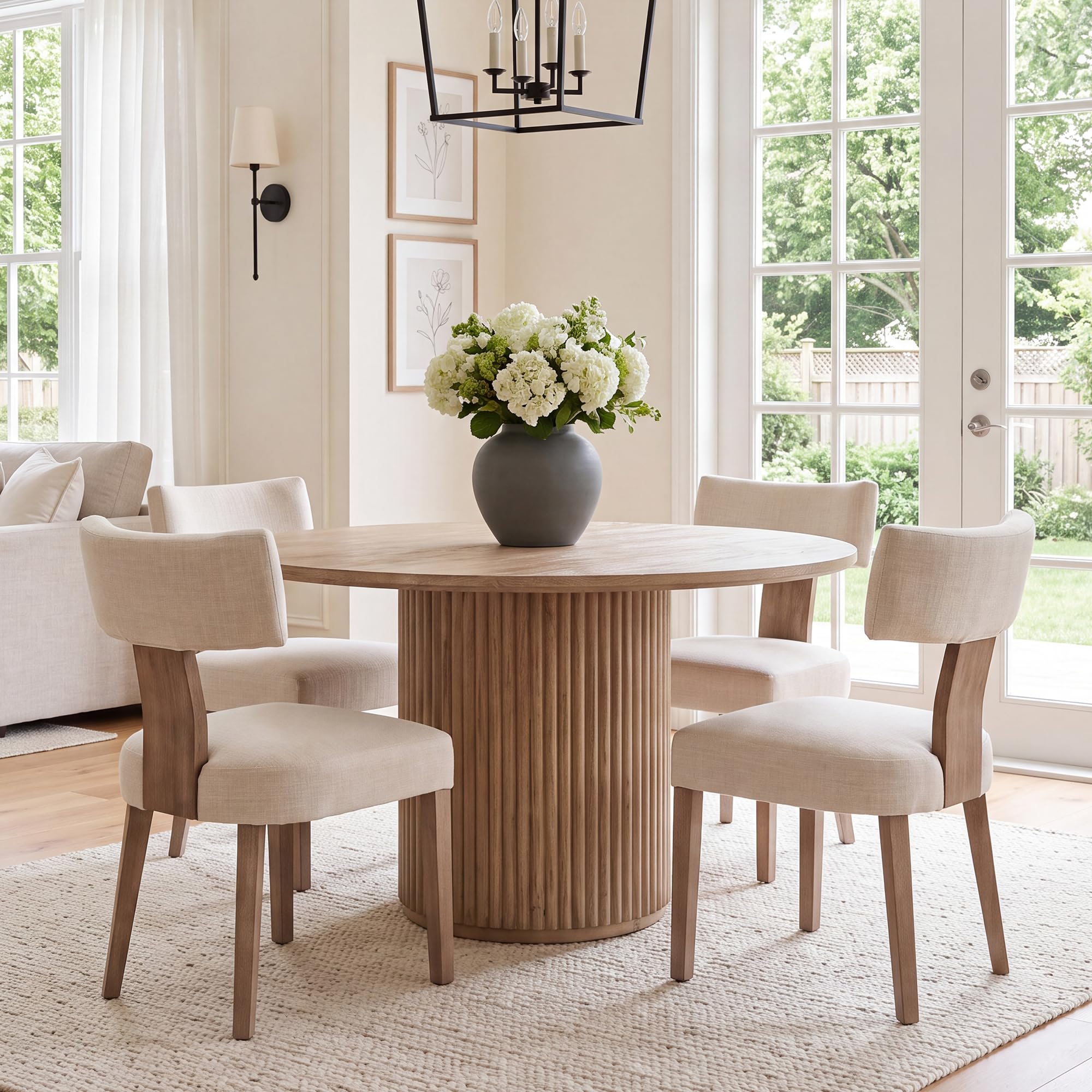 HNY Mid Century Modern Dining Chairs Set of 4 in Beige