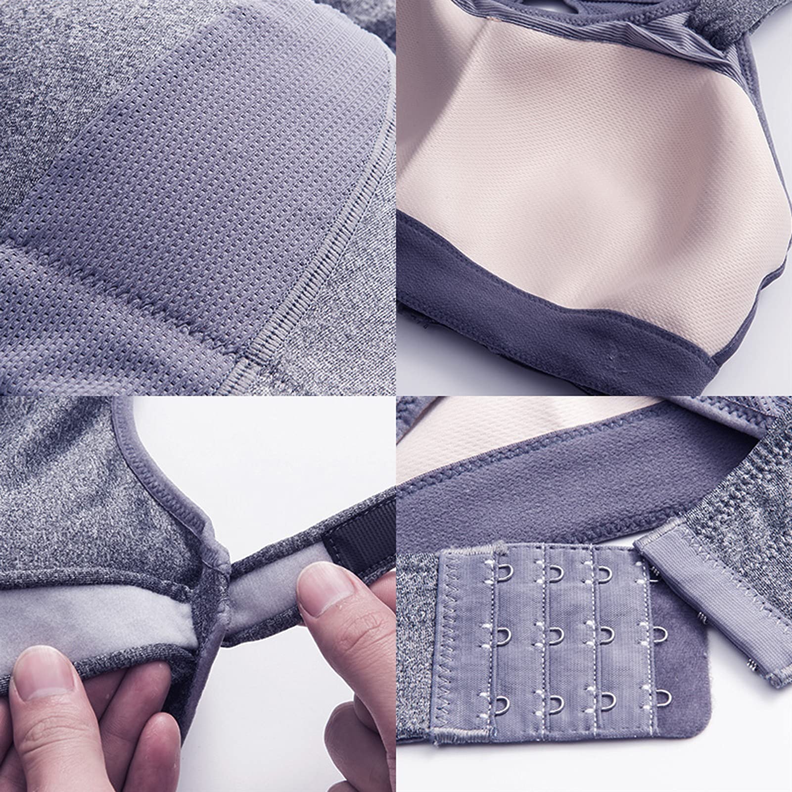 WENJUN Soutien-gorge de sport sexy pour femme, grande taille, soutien pour yoga, gym, entraînement, course à pied (couleur : gris, taille : 90 g)