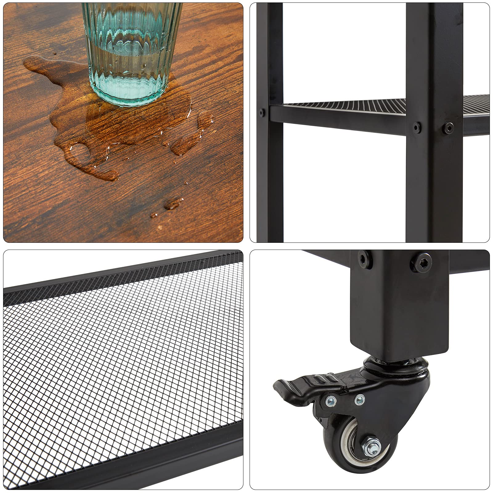 IBUYKE Carrito de Servicio de 3 Niveles, 60x40x81 cm Estantería metálica con Ruedas, Organizador de Almacenamiento para Cargas Pesadas, Tablero de sobremesa, para Cocina, Sala de Estar TMJ011H