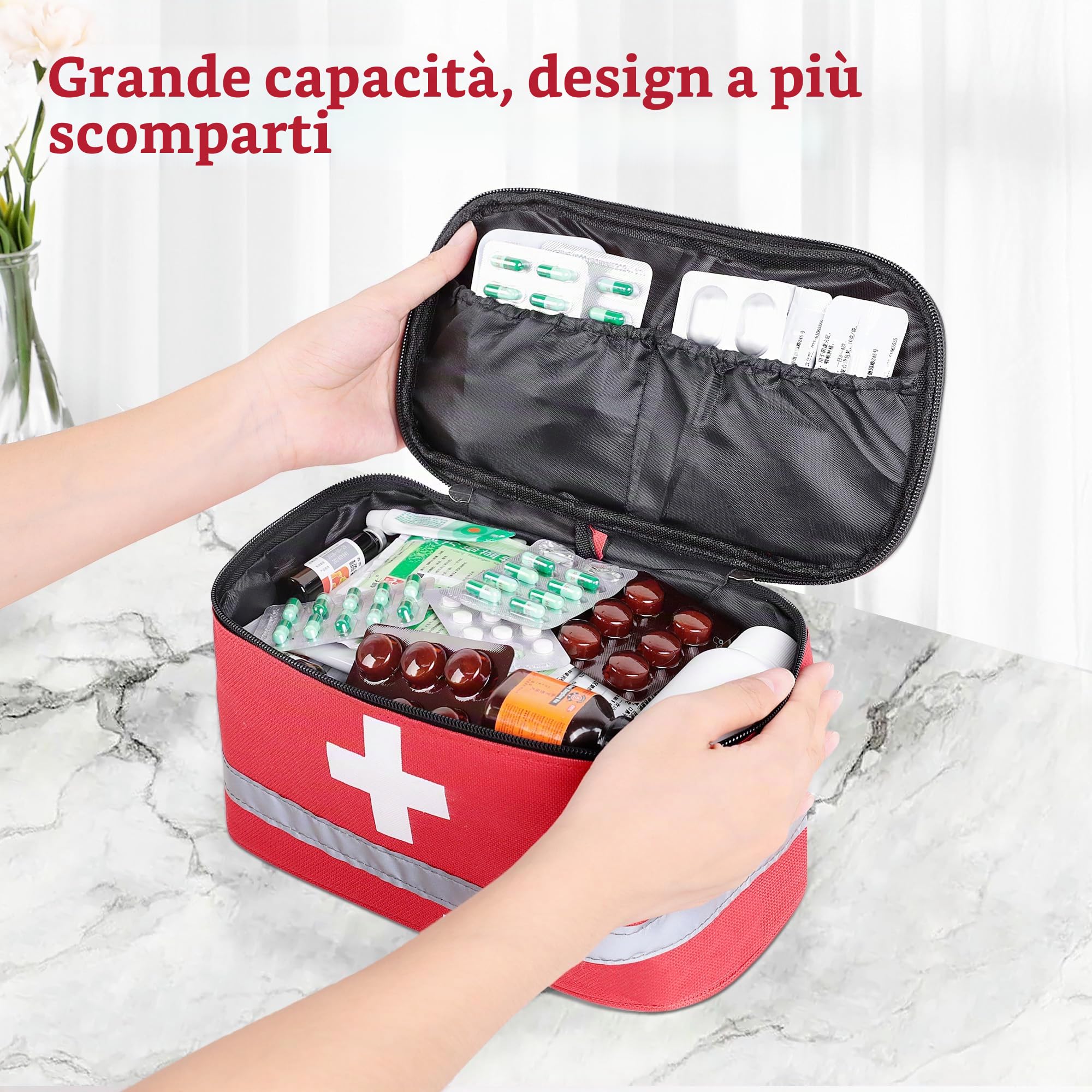 Romon Borsa Pronto Soccorso Viaggio, Impermeabile Kit di Pronto Soccorso Vuota, Alta capacità Borsa Medica Portatile Sportiva, Kit Medico Vuota per Viaggio Ufficio Casa All'aperto