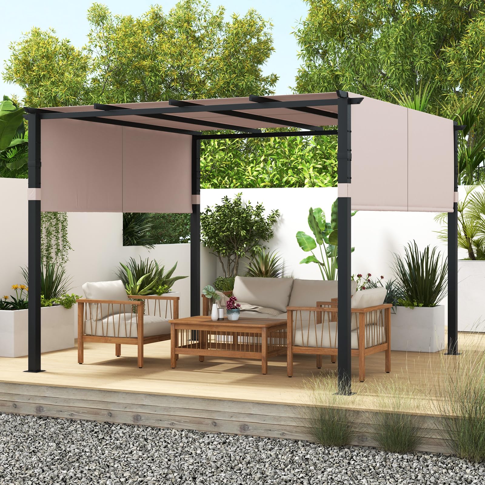 90% Sichtschutzstoff 3x3 M, Beige - Mit Ösen, Für Terrasse, Pergola & Balkon