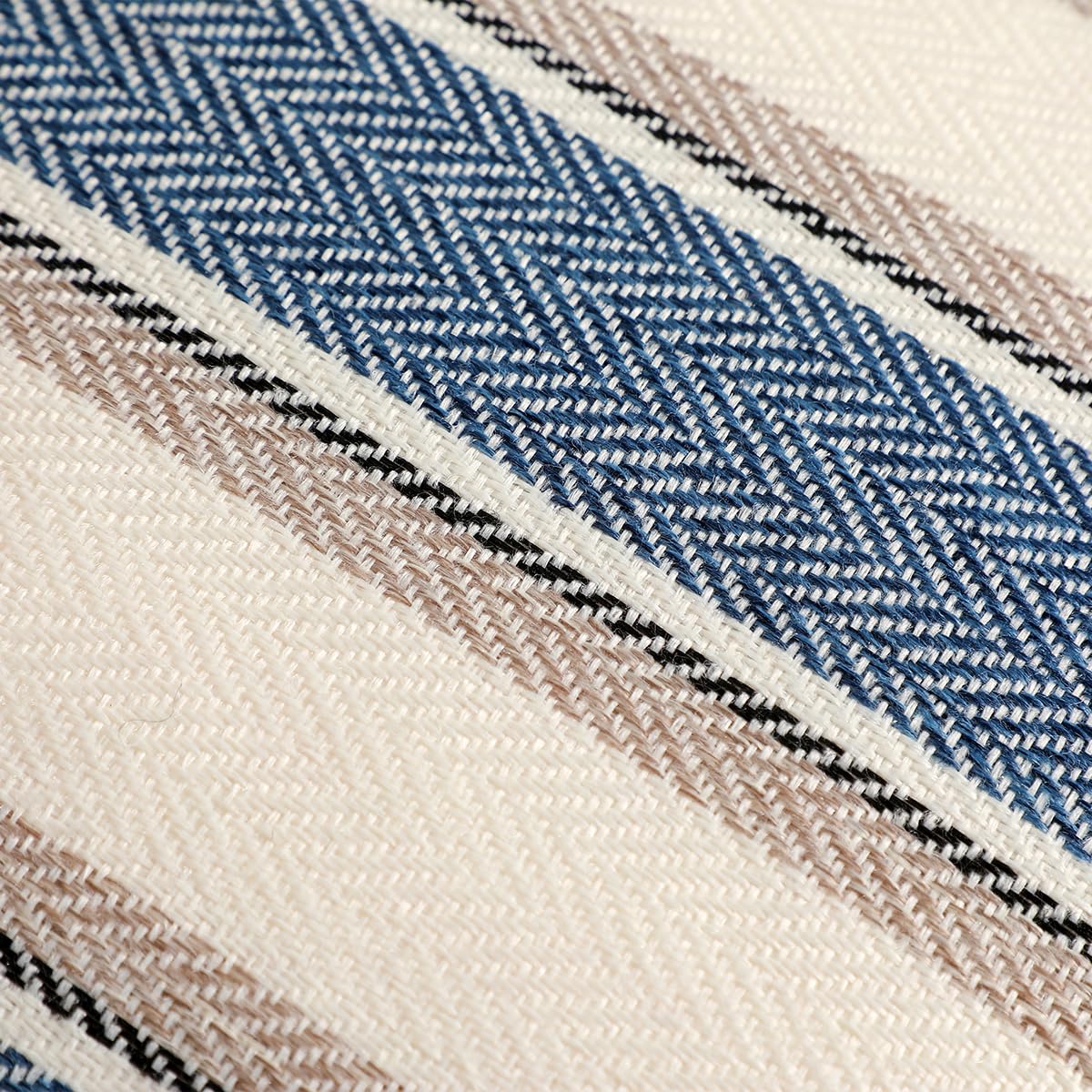 Confezione da 2 federe per cuscini in cotone, 45 x 45 cm, decorative, a righe blu, stile bohémien, morbide, con cerniera invisibile, per divano, letto, soggiorno, decorazione per la casa