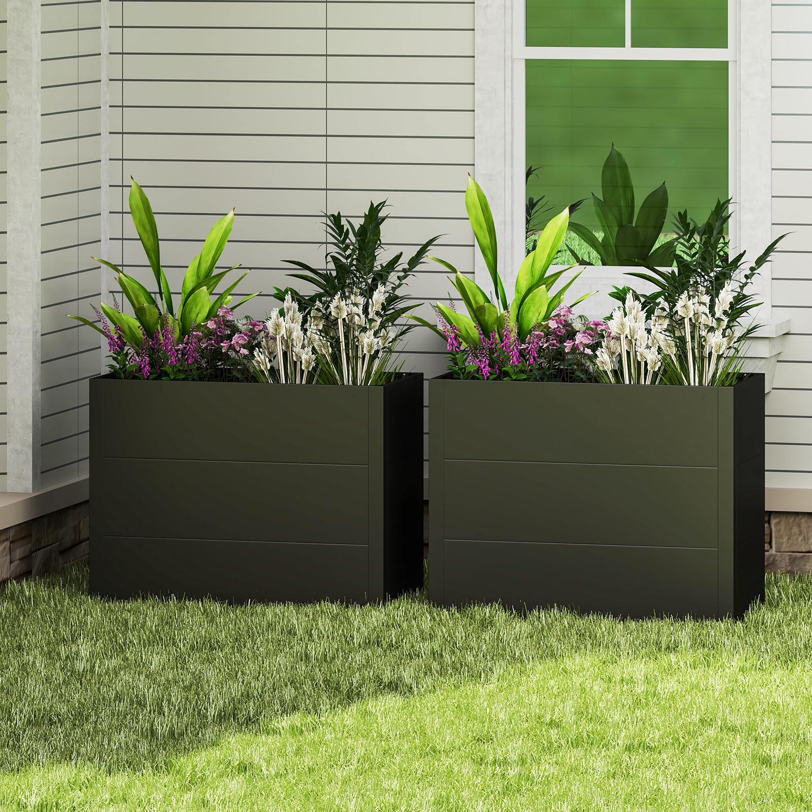 Youyijia Hochbeet 100x50x77cm Wetterfestes Pflanzenbeet mit Drainage & Stahlrahmen, XXL Beetkasten für Garten Terrasse, Anzuchtkasten Gemüsebeet Hochbeete