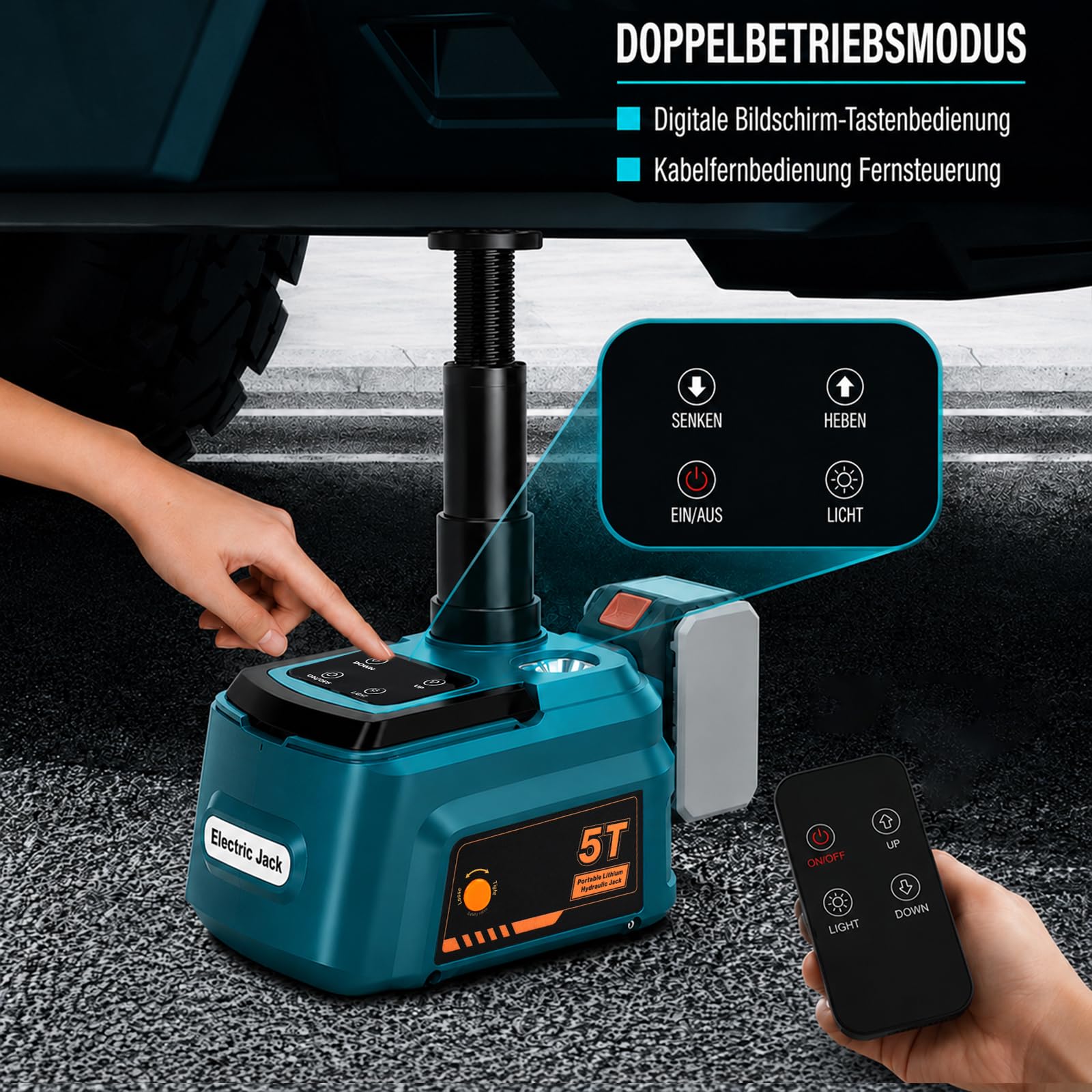 Elektrischer hydraulischer Wagenheber 5 t für Makita 18-V-Akkus, 15,5–45 cm Hubhöhe, Wagenheber für Auto, SUV, MPV Reifenwechse & Garagenreparatur (ohne Akku)