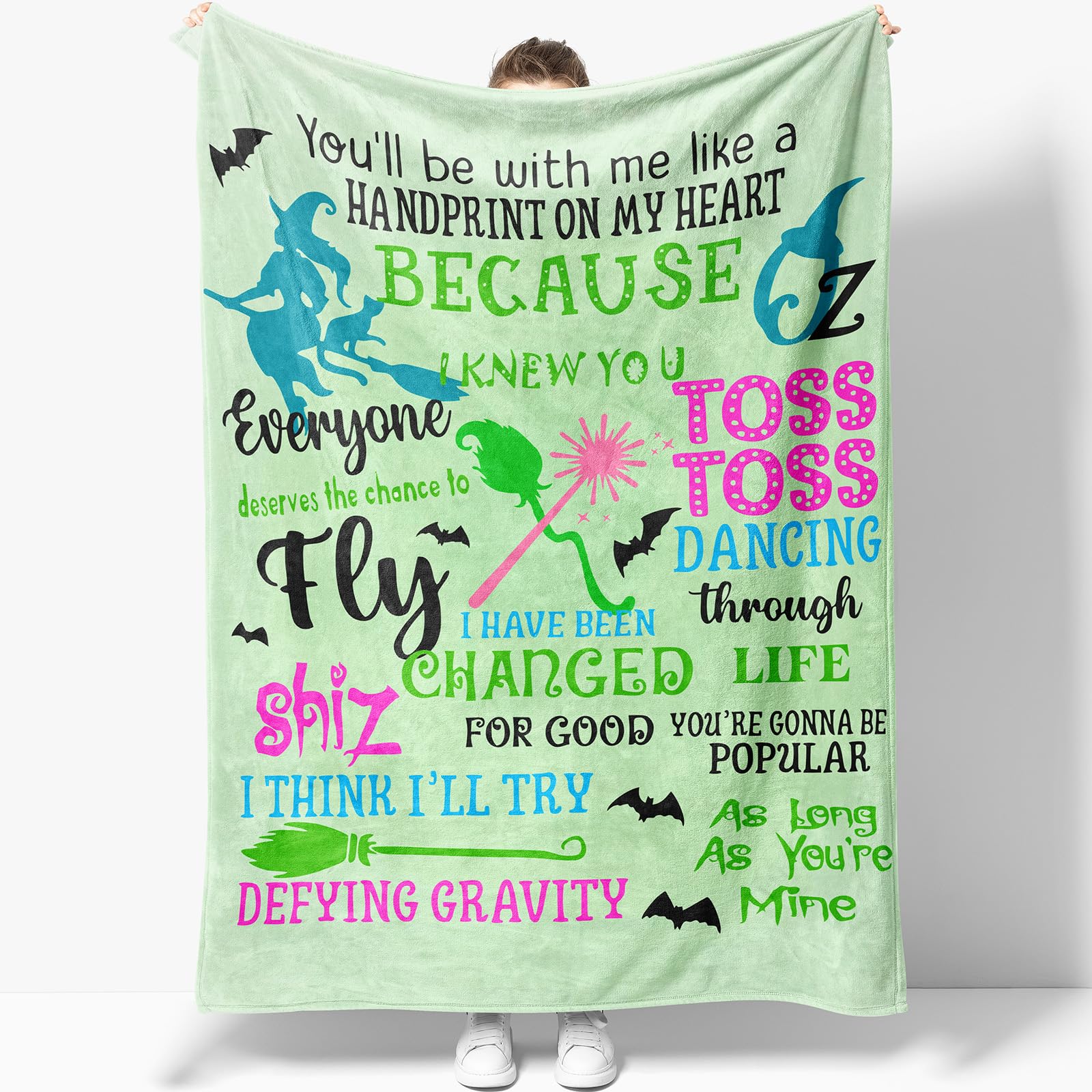 Wicked Witch Of The West Flannel Blanket - 50x40 Inch Green Vintage Throw For Halloween & Movie Fans