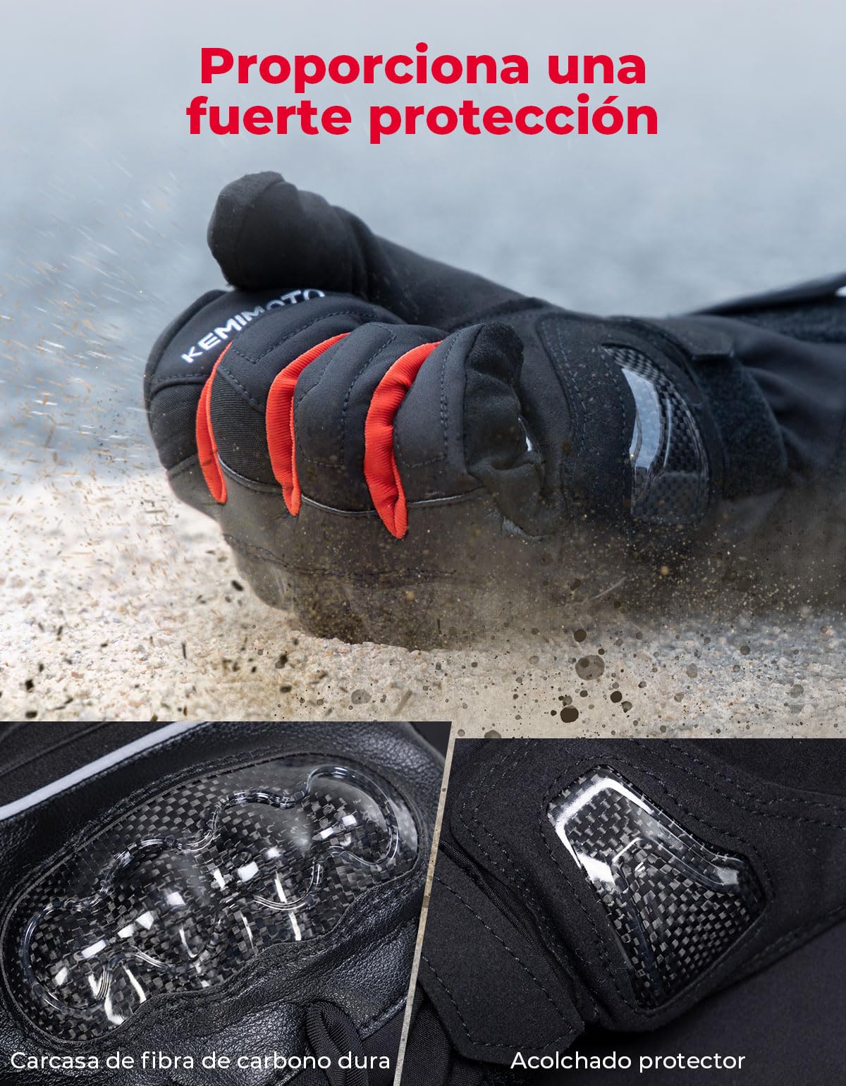 KEMIMOTO Guantes Moto Invierno Impermeables, Guantes Moto Hombres Mujeres con Pantalla Táctil para Motociclismo, Esquí