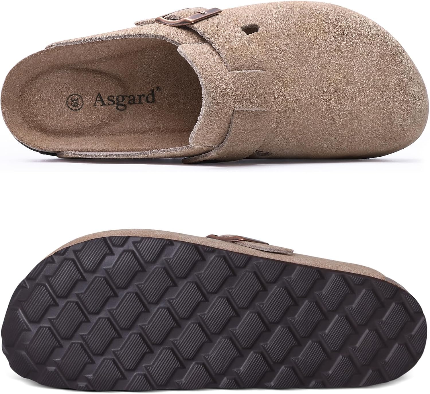 Asgard Genuine Suede Clogs for Women Men Leather Mules Arch Support Potato Shoes with Comfort Cork Footbed - Image 3