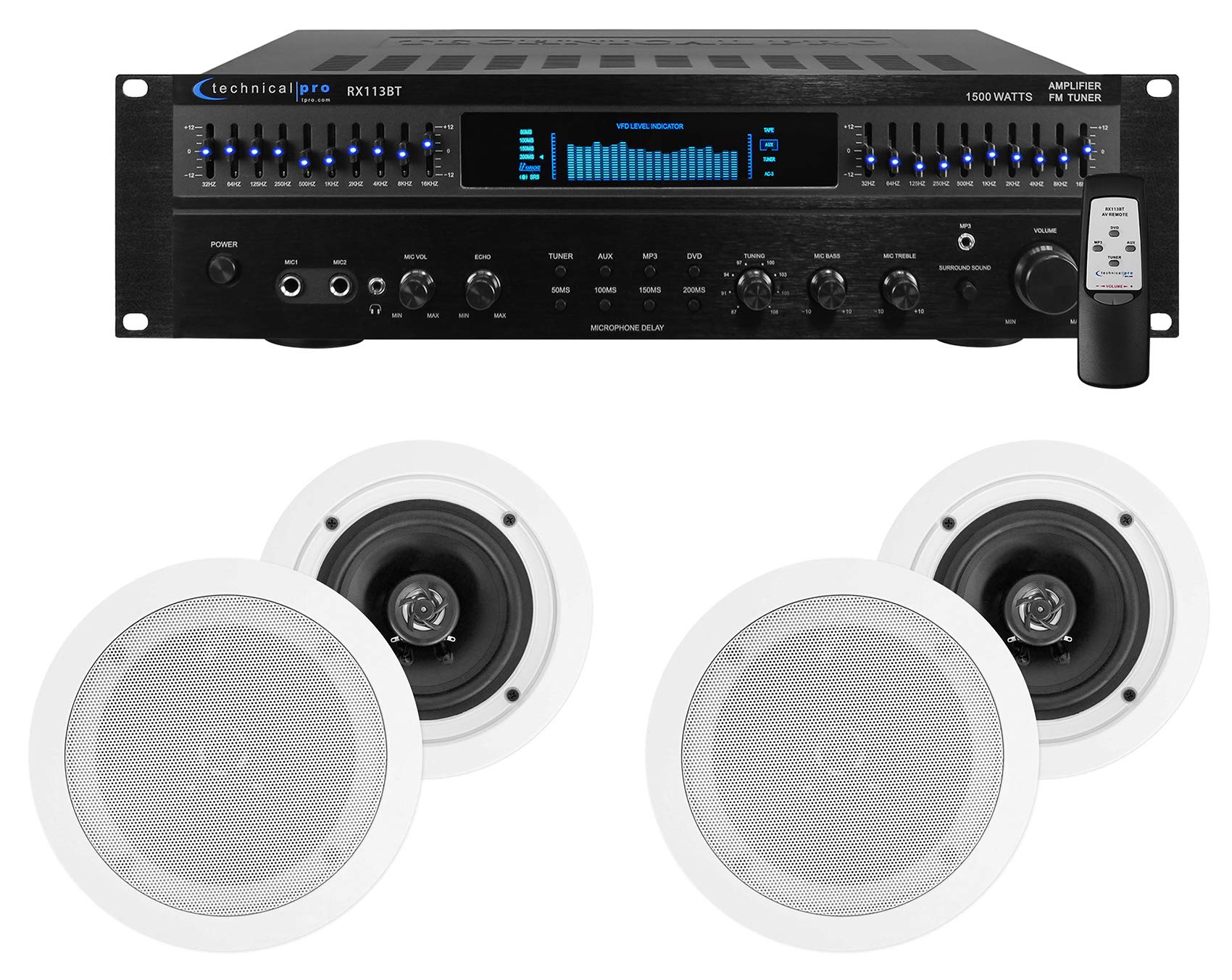 Technical Pro Home Theater Amplifier Receiver+(4) 5.25