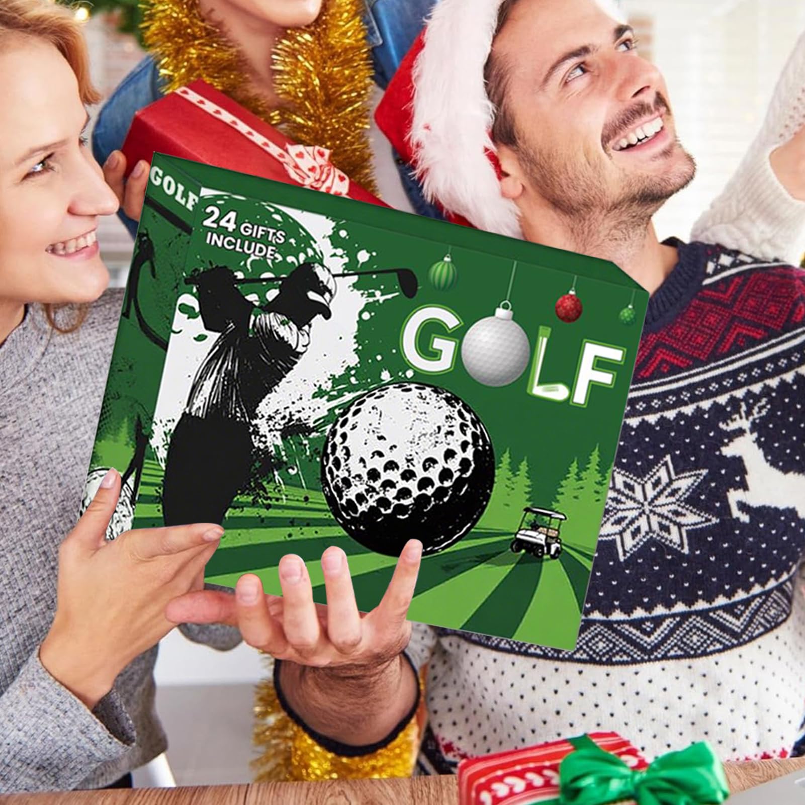 Calendario del conto alla rovescia, 24 calendari 'Avvento di Natale con palline da golf e tè | Accessori sportivi con pennarello per la festa del papà, compleanno, festa, regalo per papà, marito, fidanzato