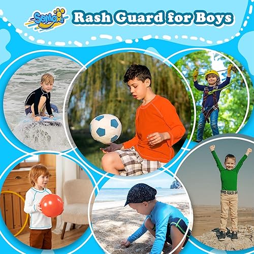 Miniatura 4 de Camiseta de natación de manga larga con protección solar UPF+ 50 para niños pequeños, Azul