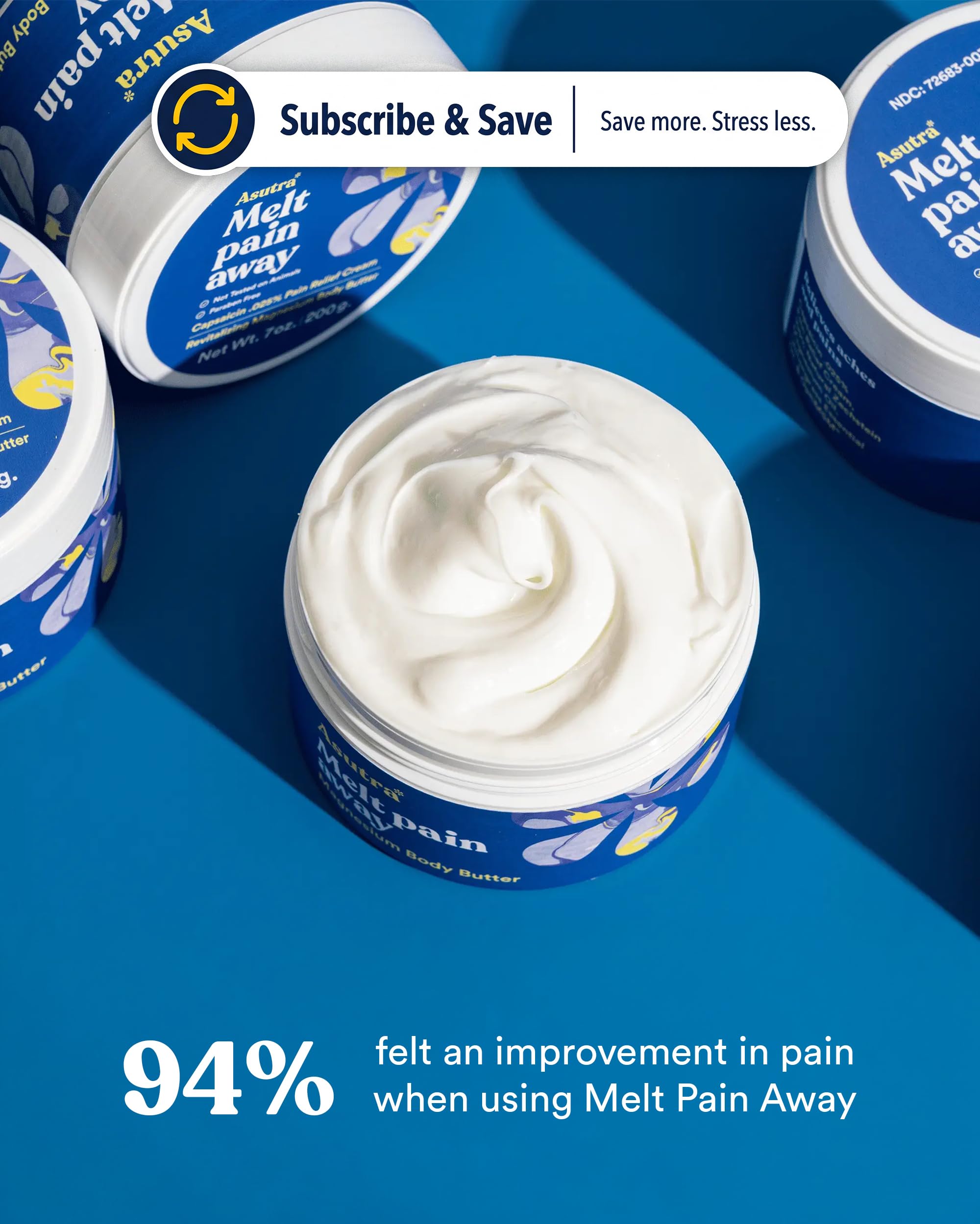 ASUTRA Melt Pain Away Magnesium Cream for Pain Relief for Feet and Body, Warming Capsaicin Cream Formula for Leg Cramps, Post-Workout Muscle Soreness, HSA/FSA Approved (Lavender, 7 oz)