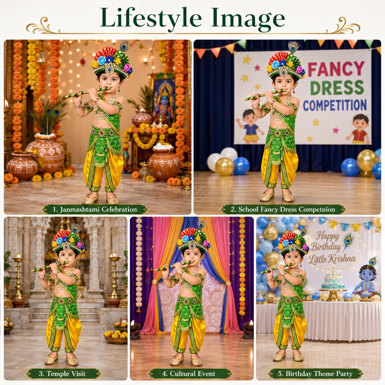Rudra Fancy Dress krishna costumes for boy & girl fancy dress competition for school function for age group 0 months to 5 yrs 3