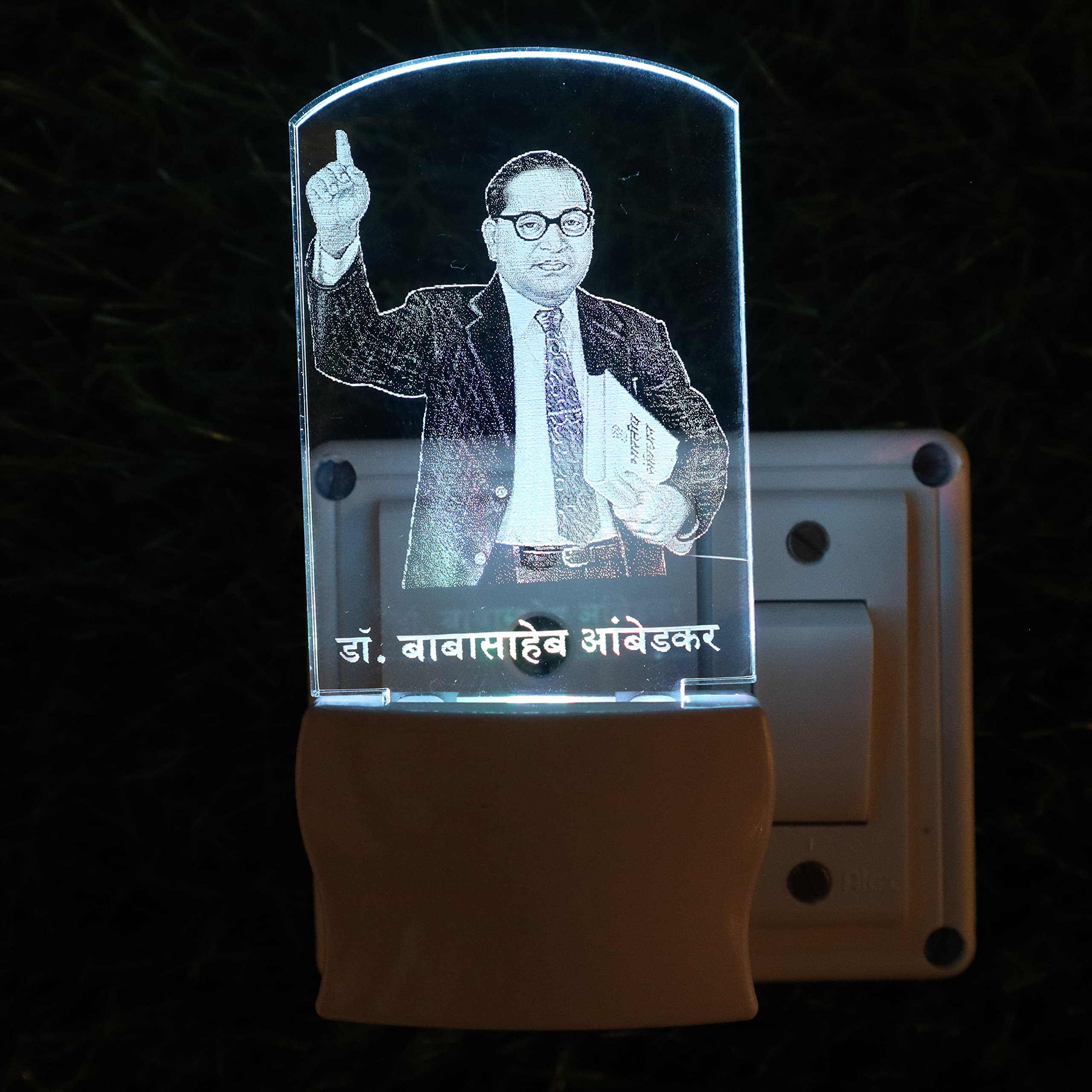 DELTIN Corporation Baba Saheb AMBEDKAR 3D Illusion Acrylic Night Lamp, 7 Colors RGB Auto Colour Changing LED Plug and Play Night Light, Office Light, Best Gift - Pack of 1 (SD082,Multicolour, 3 Inch)