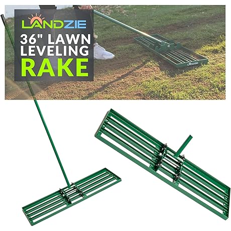 Landzie 36 Inch Wide Professional Lawn Leveling Rake - Lawn Care Landscaping Tools