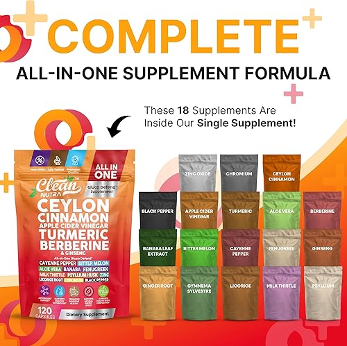 Miniatura 2 de Cápsulas de canela de Ceilán + vinagre de sidra de manzana, cúrcuma, berberina, suplemento de ginseng, pimienta de cayena, melón amargo, aloe vera,