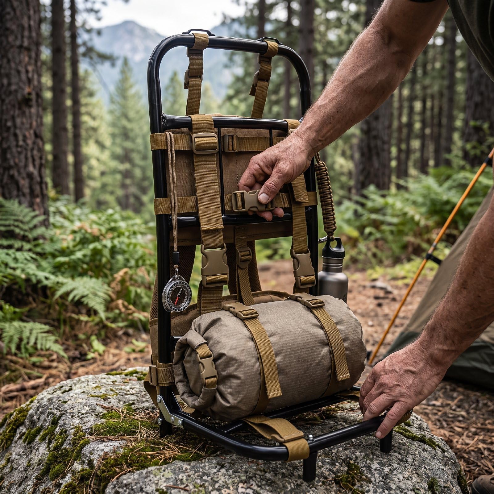 Estructura Plegable de Mochila de Senderismo de Aleación de