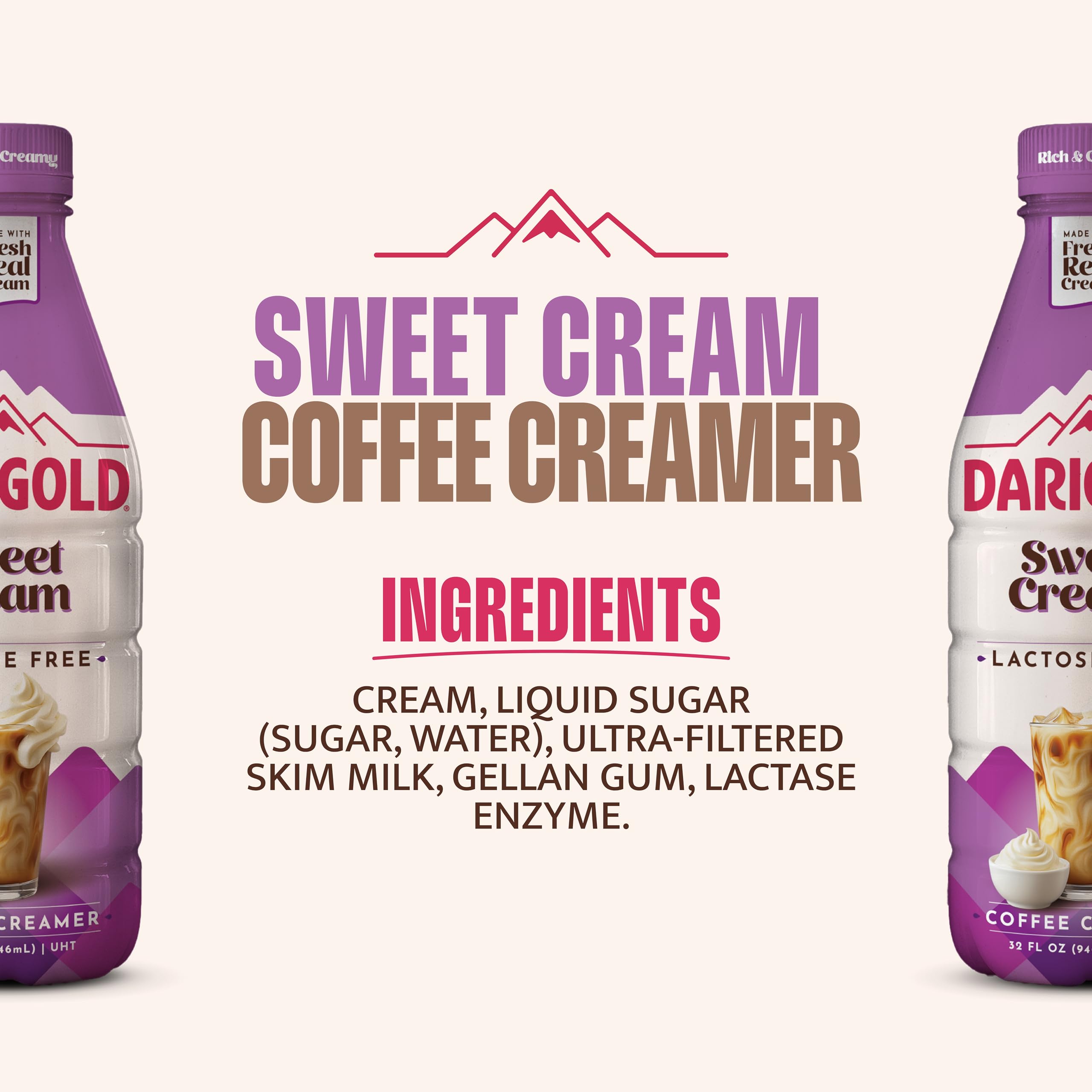 Darigold Lactose Free Sweet Cream Coffee Creamer - UHT Pasteurized, Gluten Free, Kosher, rbST Free Sweet Cream Creamer - Made with No Oils & Fresh, Real Cream - Sweet Cream, 32oz (6 Pack)