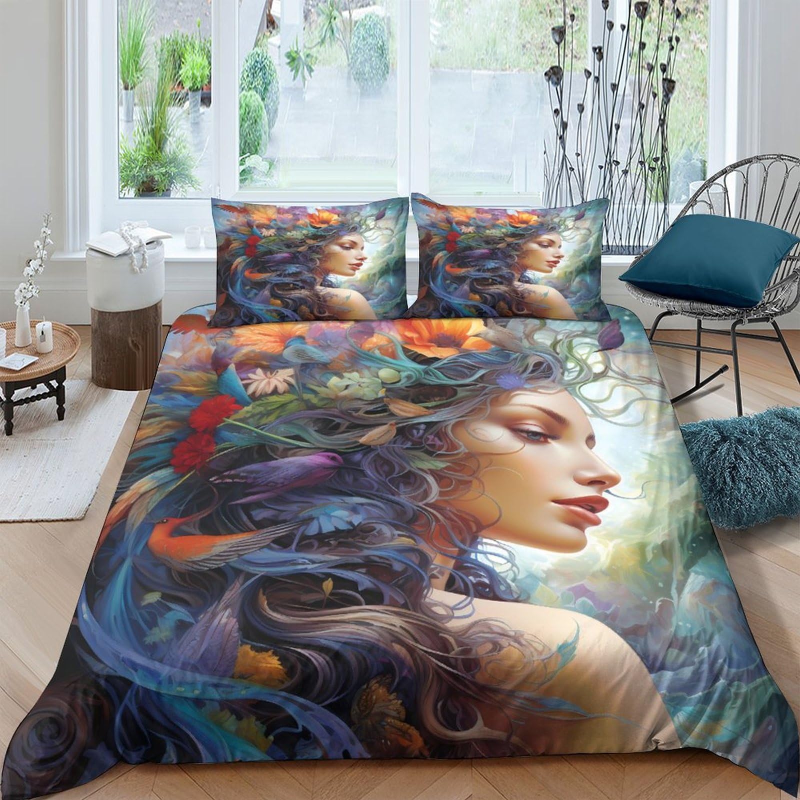 Housses de couettes art fantastique et parure de lit imprimé papillon zippée