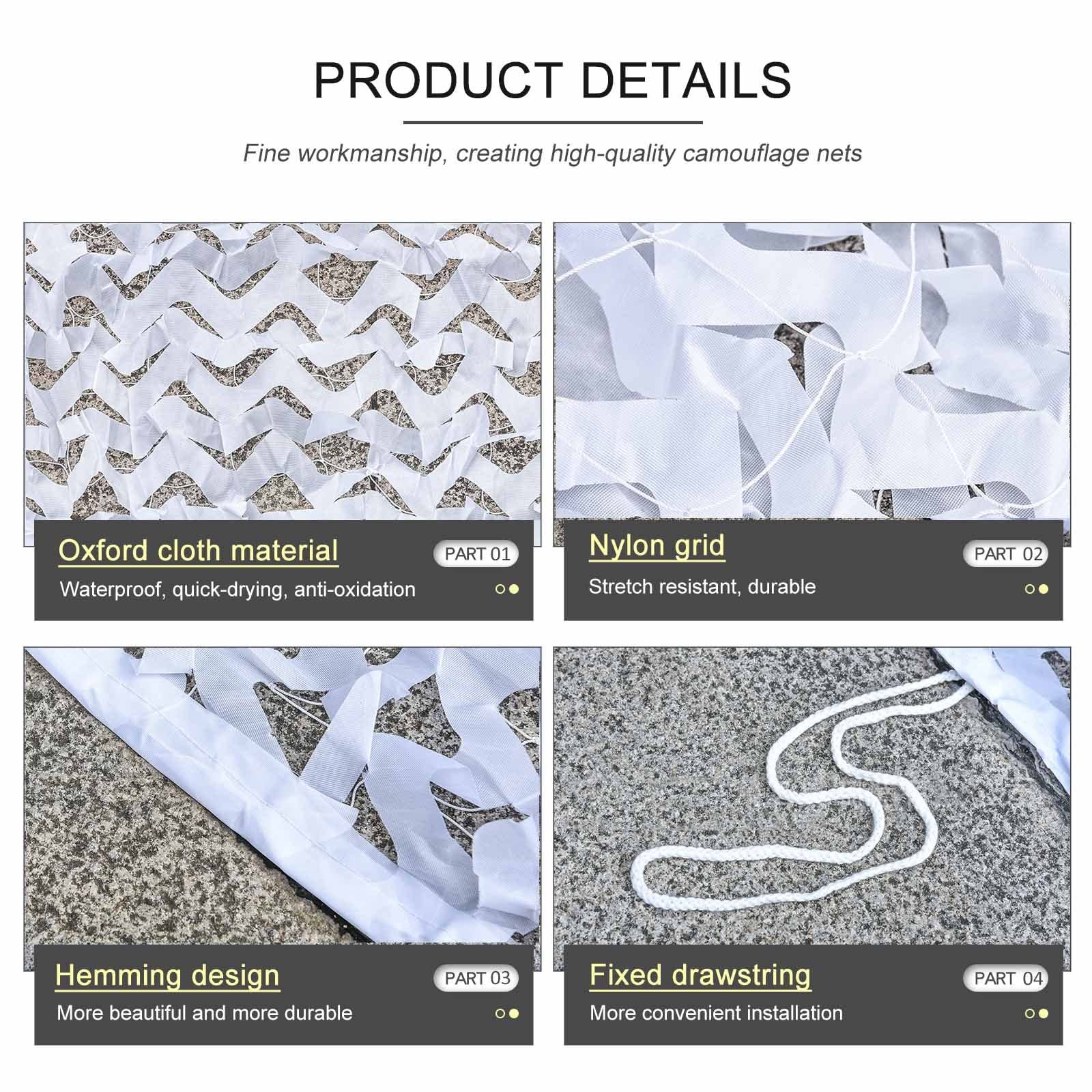 Jolan Camouflage Net Sunscreen, Hunting Camo Netting, Waterproof Oxford Cloth, Light and Durable, Camouflage Netting White, Shade Net, for Hunting, Garden, Party Decoration,White-5x8m(16.4 * 26.2ft)