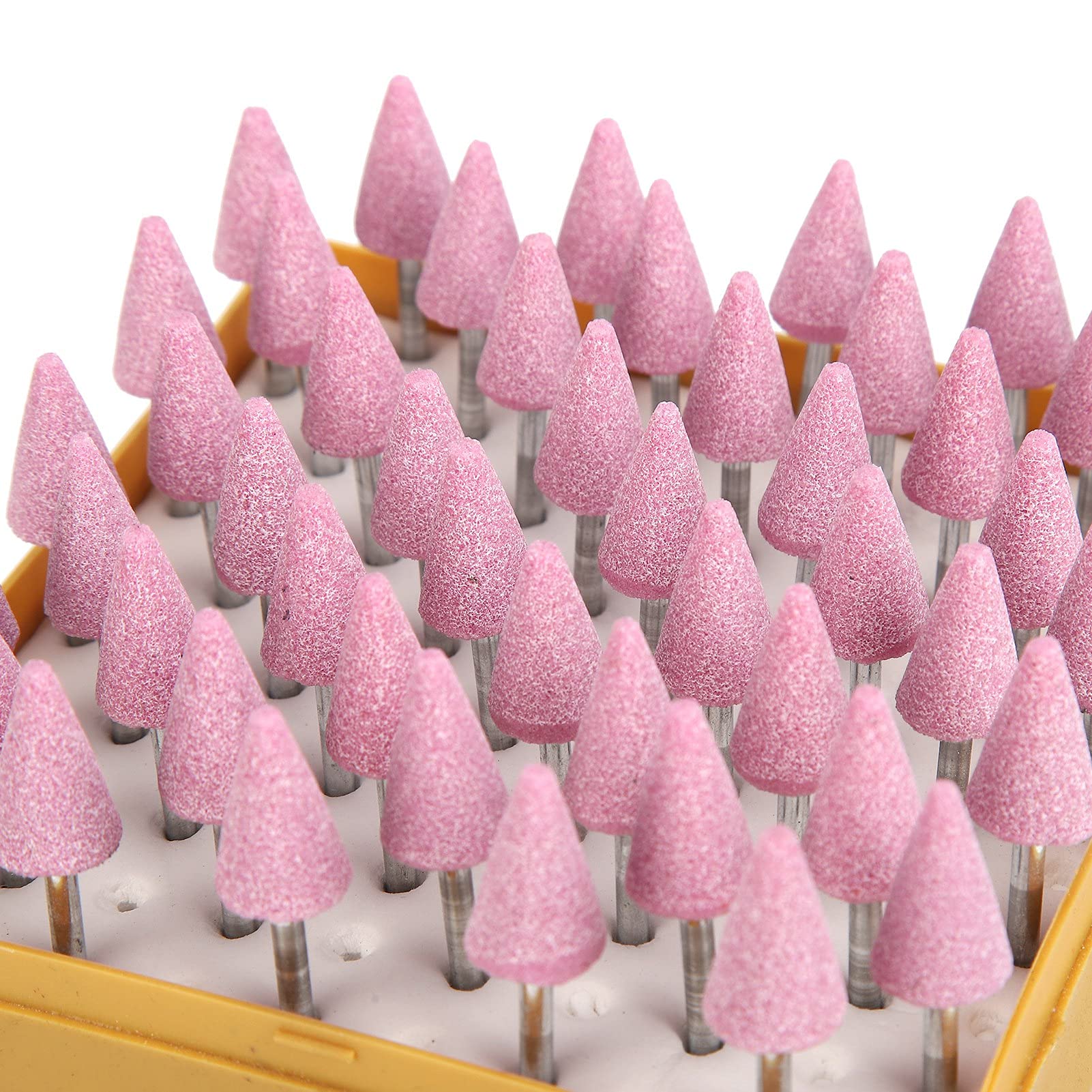 Estink 50 pcs Korund Schleifspitze Set, 3 X 12 Mm Dreikantkegel Schleifkopf-Bits mit 3 Mm Schaft Zum Schleifen,Schleifpolierköpfe