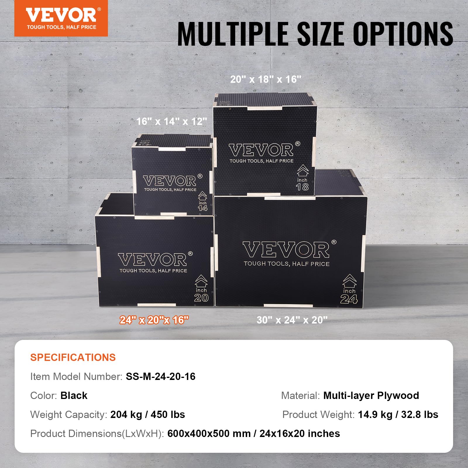 VEVOR 3-in-1 Plyometrische Sprungbox aus Holz, Plyo-Box, Plattform & Sprung-Agility-Box, rutschfeste Fitnessübung, Step-Up-Box für Zuhause, Fitnessstudio, Konditionierung, Krafttraining, mehrere