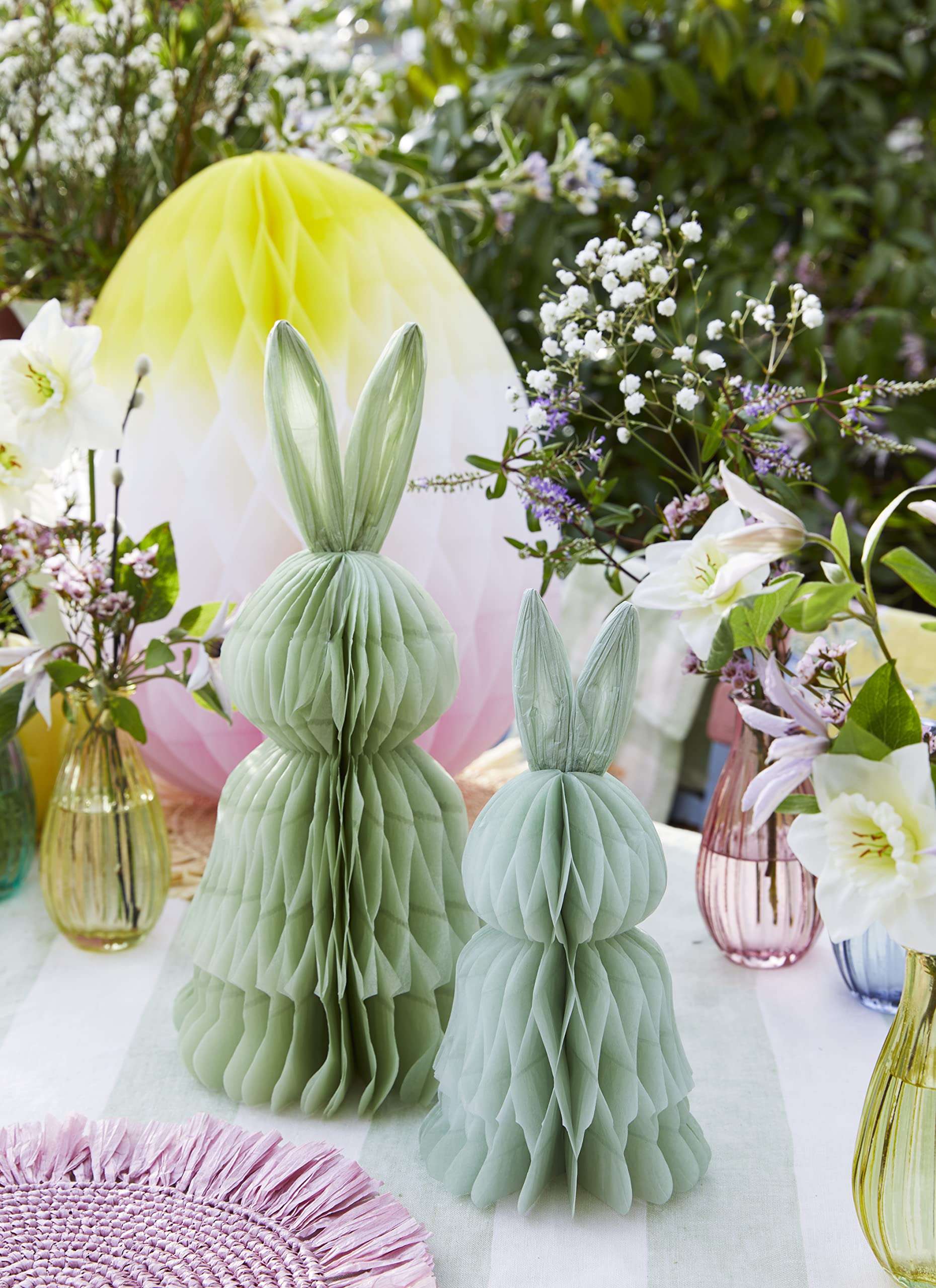 Talking Tables Large Easter Egg Hanging Decoration, 40cm Honeycomb Yellow Pink Ombre Easter Egg Hunt Garden Decorations - Image 2