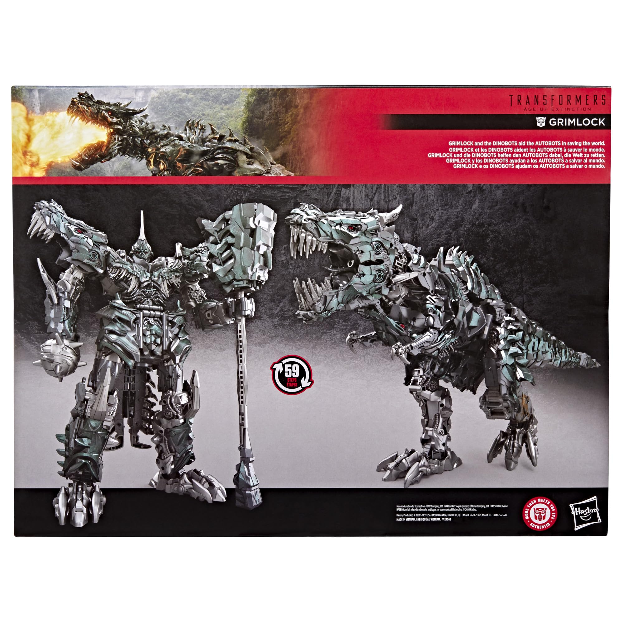 Transformers Studio Series, L'era dell'estinzione, Grimlock, action figure convertibile collezionabile Titan Class da 38 cm, dai 15 anni in su