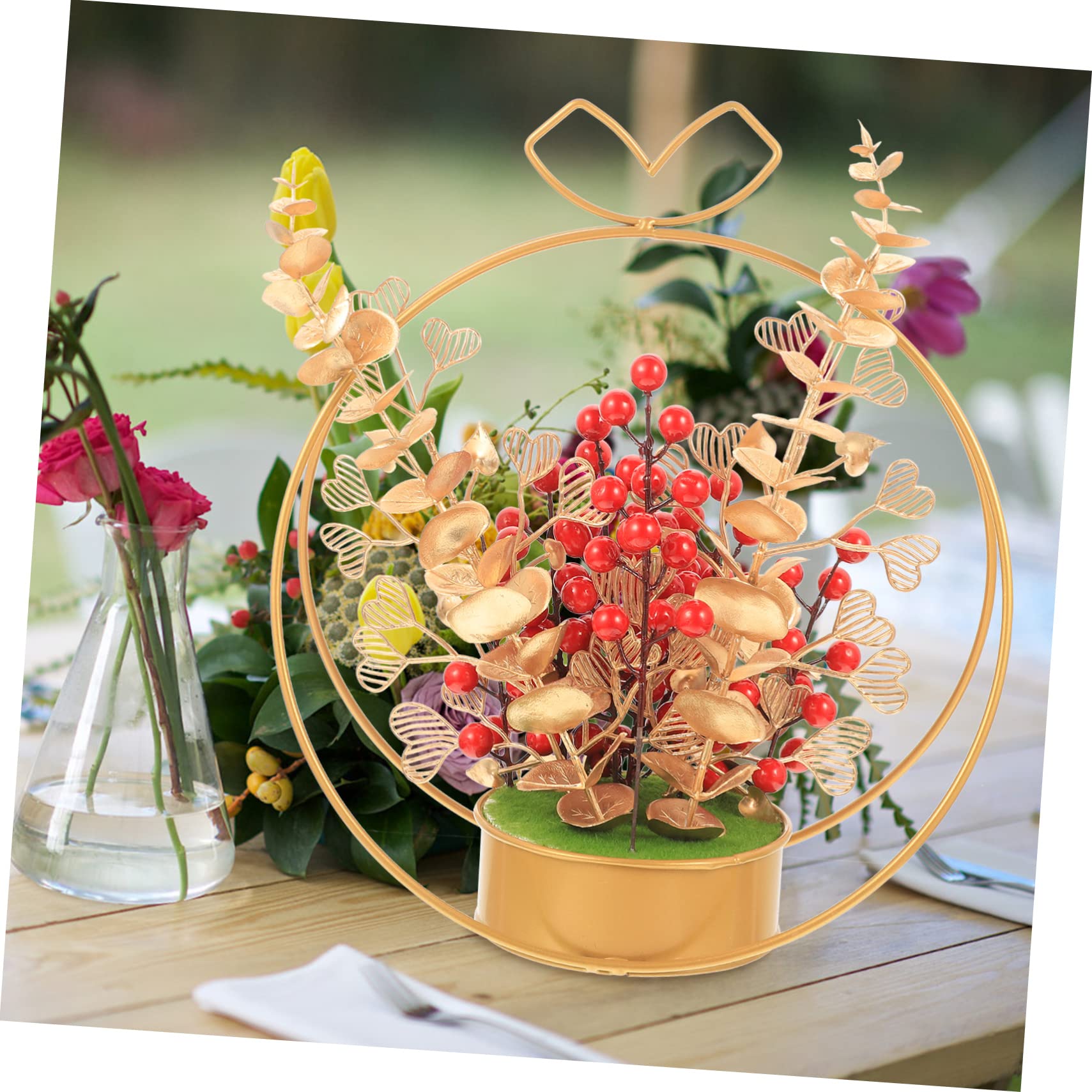 GALPADA Cesto di Fiori Finto Bacche Rosse Decorazione da Tavolo per Matrimoni Ornamento per Fest Matrimonio Decorazione per Tavoli da Pranzo per Decorazioni Nuziali Casa