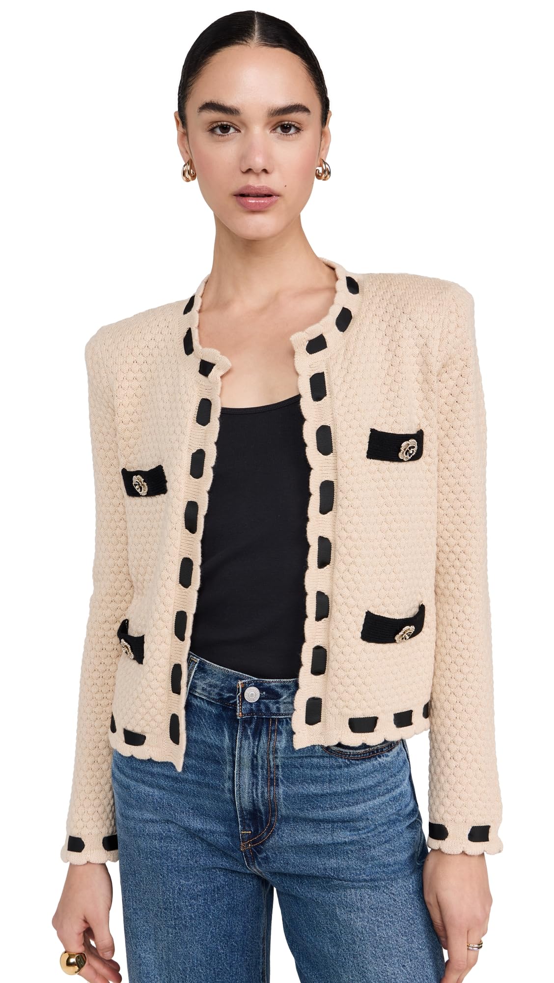 LAGENCE Womens Astor Contrast Trim Cardigan