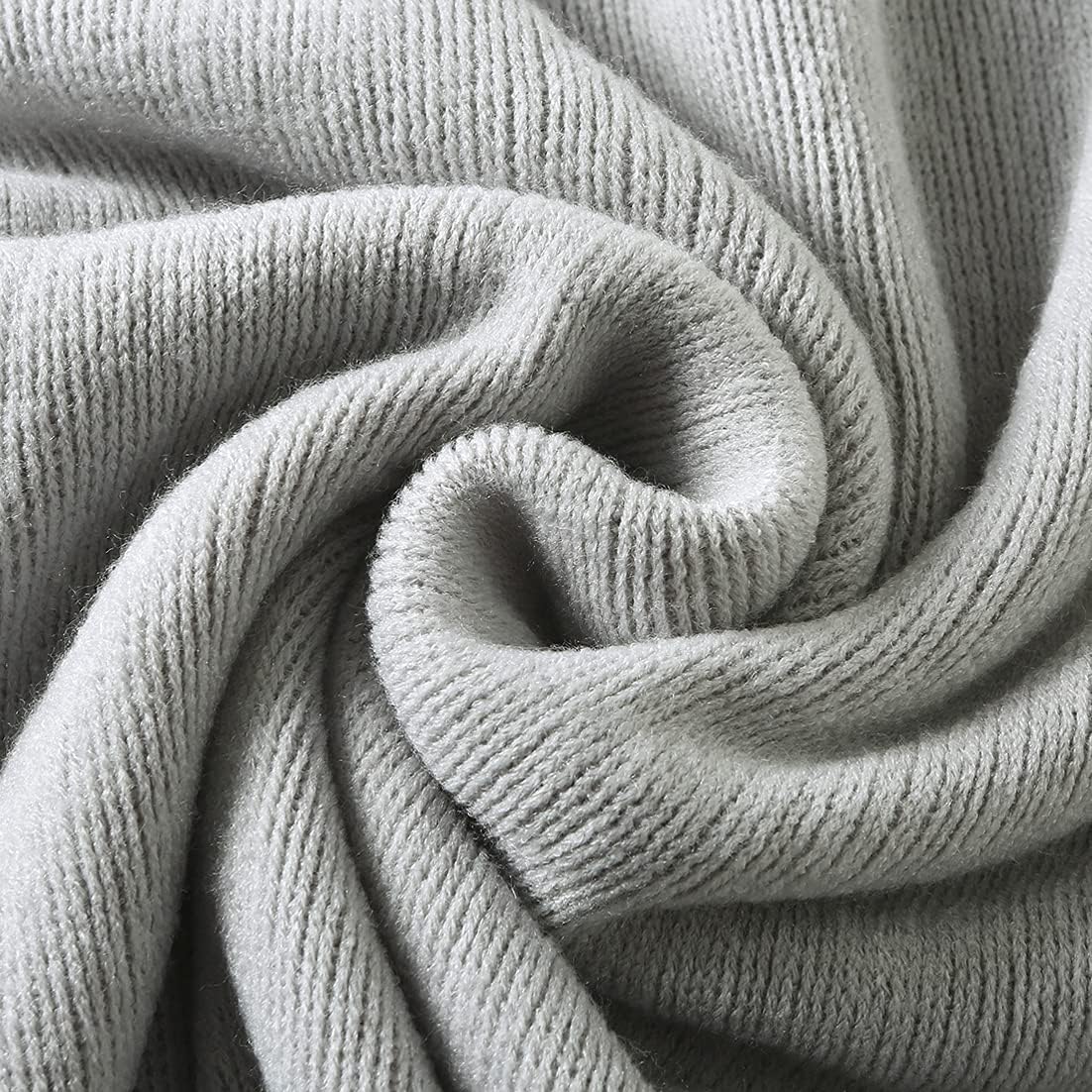 Homiest Decorative Knitted Throw Blanket with Fringe Soft & Cozy Tassel Blanket for Couch Sofa Bed (Light Grey,50x60)