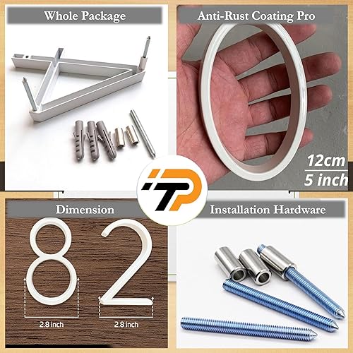 Miniatura 3 de Paulton Número de casa blanca  Números de altura de 5 pulgadas para decoración del hogar  Números de casa modernos para dirección y buzón (4)