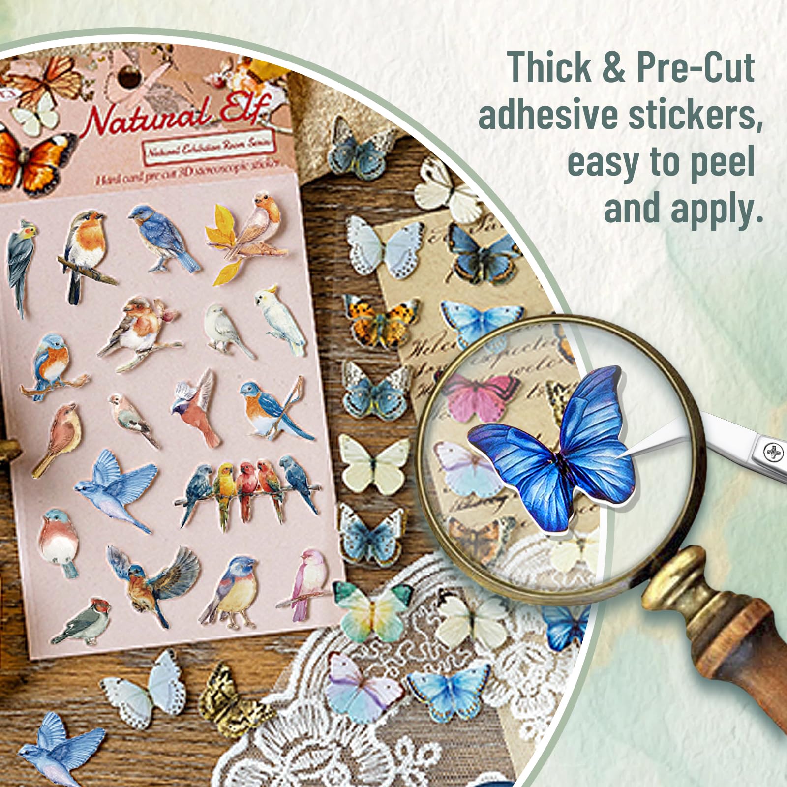 219pcs Vintage Nature Stickers for Scrapbooking and Journaling, Pre-Cut Thick Paper Stickers for Junk Journal, Card Making, DIY Crafts - Image 5